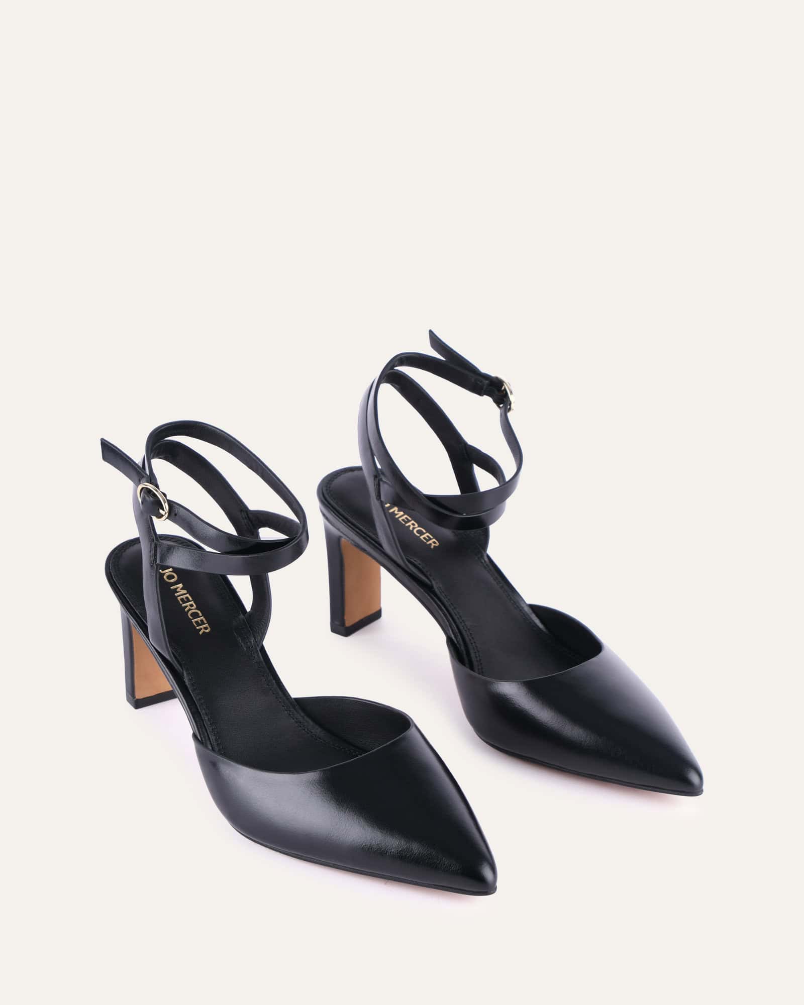 KHLOE Black Leather Mid Heel Pumps - Women's Fashion Shoes for Office, Party & Special Occasions