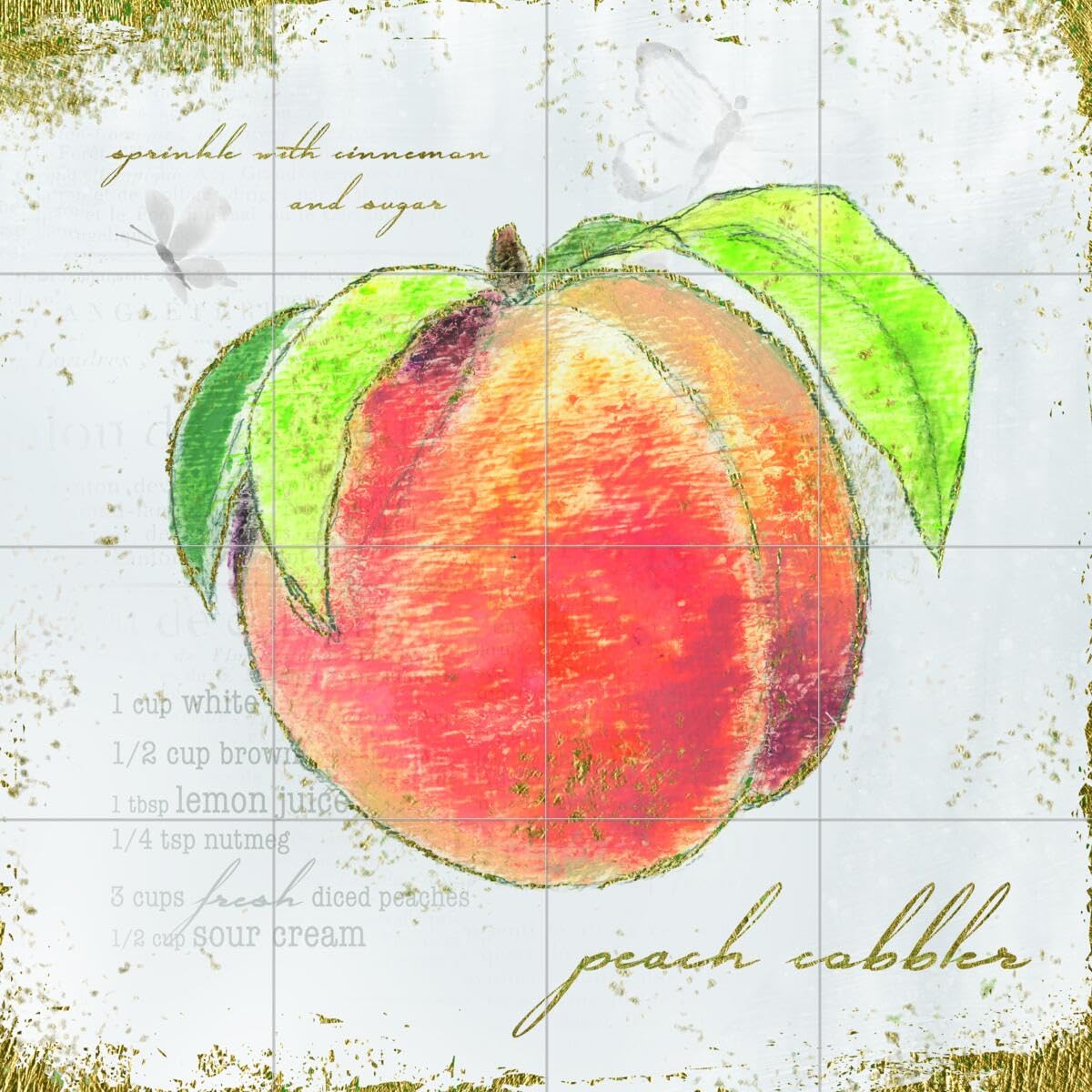 Ceramic Backsplash Tile Mural - Fruit & Vegetable Food Theme Kitchen & Bathroom Decor - Garden Treasures II by Emily Adams - Perfect for Farmhouse, Cottage & Vintage Style Homes