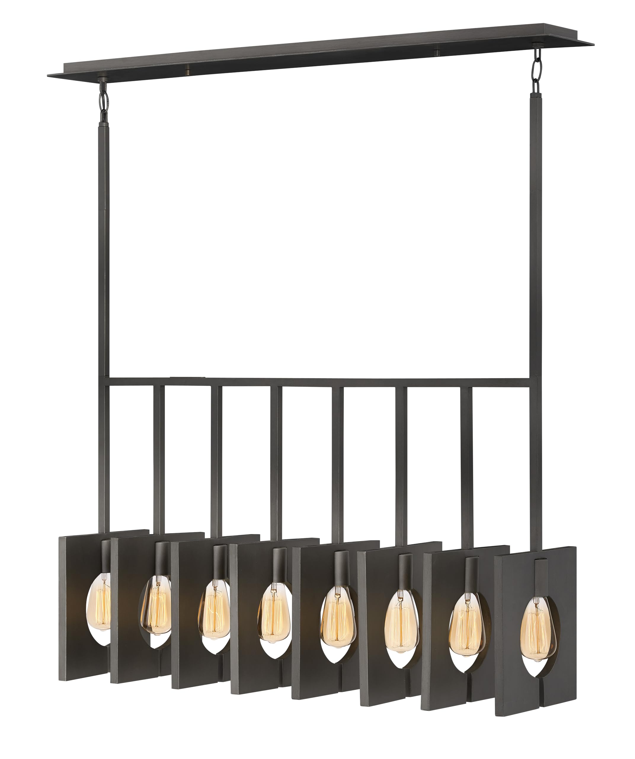 Hinkley Ludlow Collection 8-Light Linear Chandelier in Burnished Graphite - Modern Dining Room Lighting Fixture for Kitchen Island & Entryway