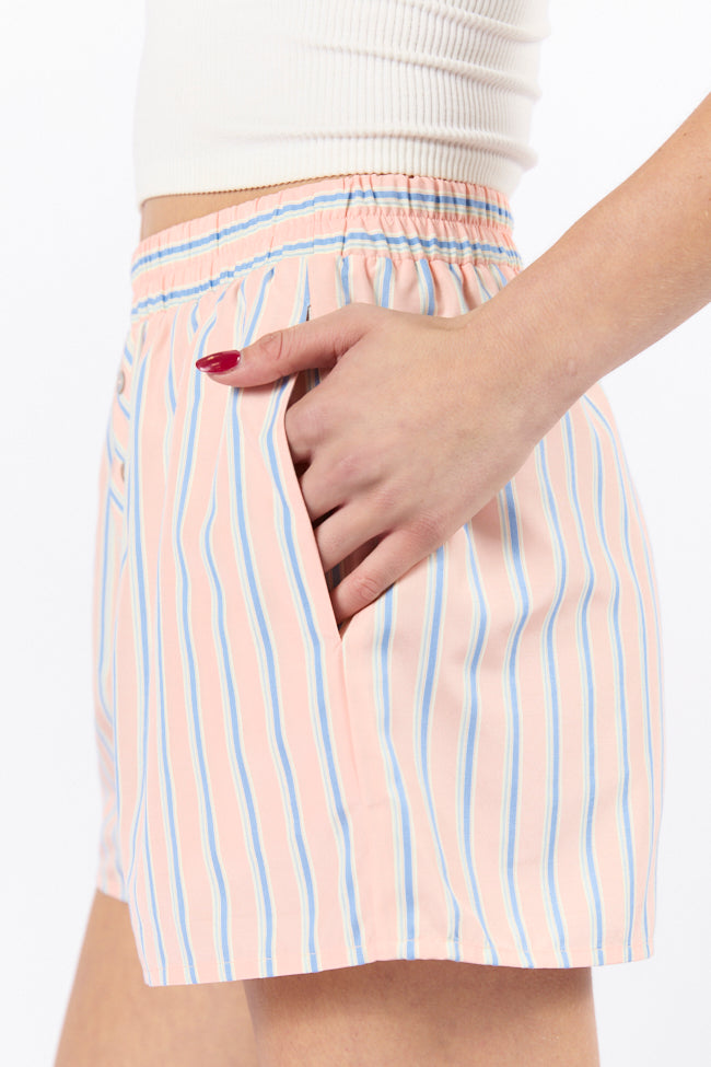 Sunday Morning Coral Multi Striped Boxer Shorts for Men - Comfortable Cotton Underwear - Perfect for Sleep, Lounge & Travel - FINAL SALE