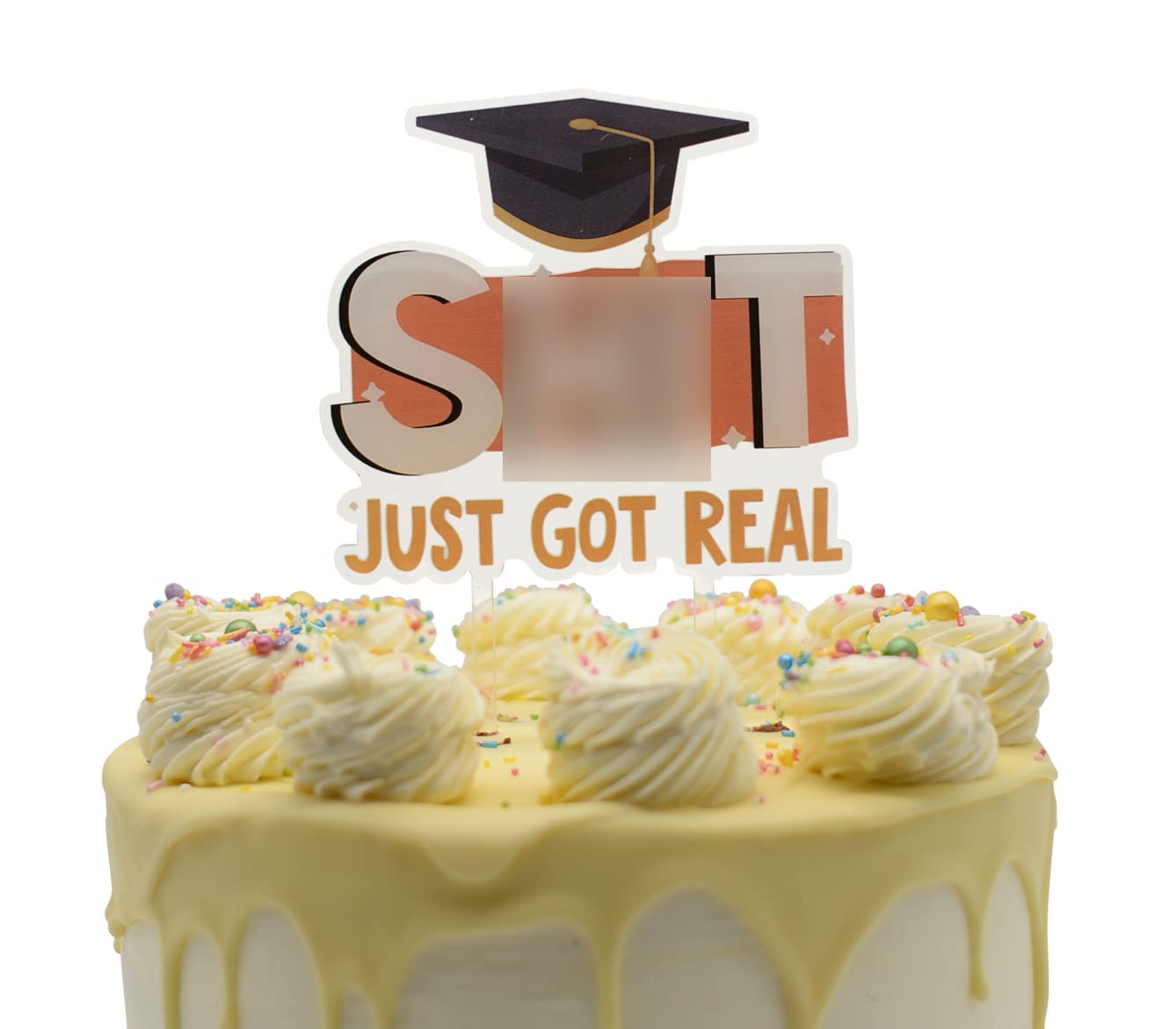2022 Graduation Cake Topper - Blue & Orange Class of 2022 Cake Decorations - Funny Graduation Party Supplies - Perfect for Graduation Cakes, Cupcakes & Dessert Tables - Just Got Real Decor