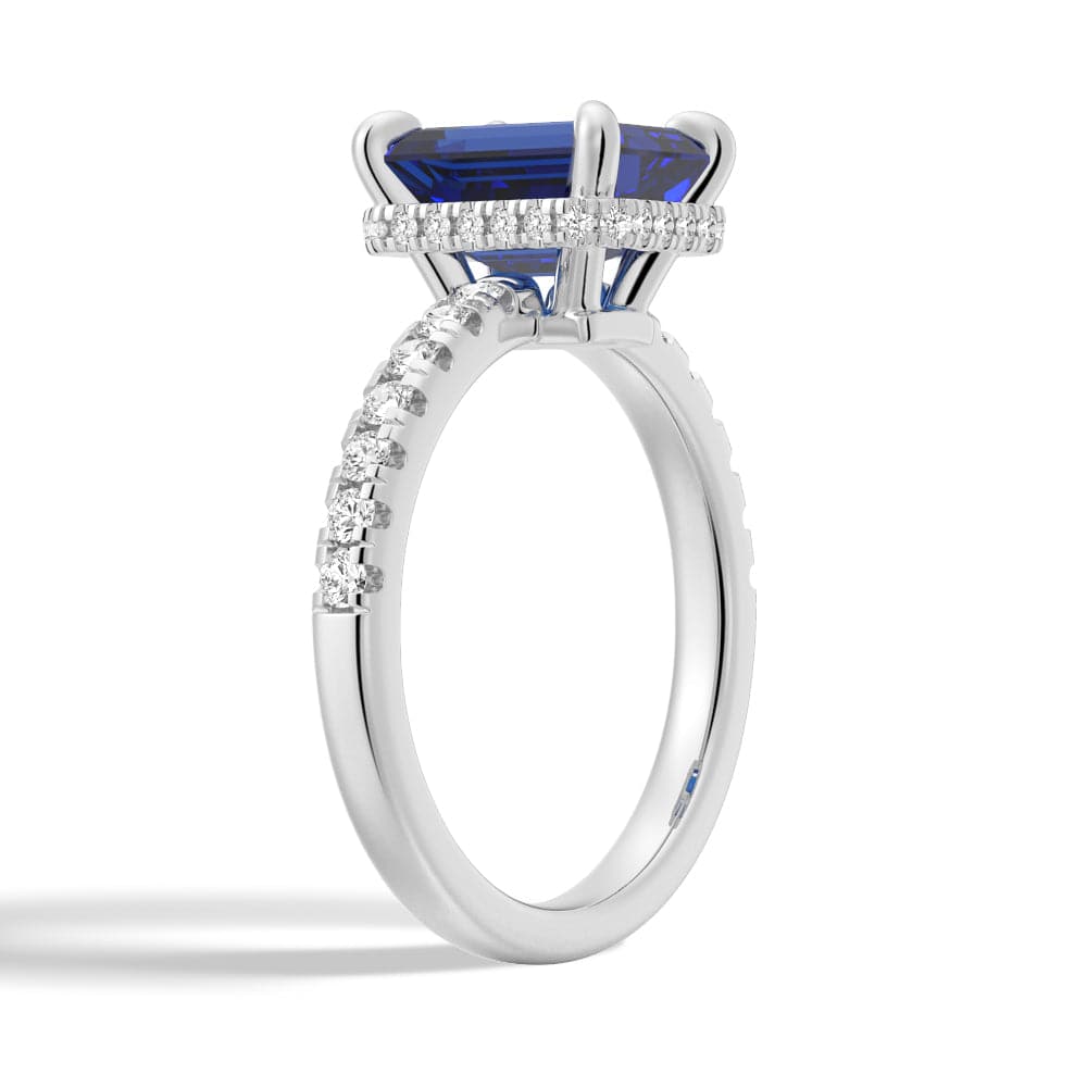 Exquisite Emerald Cut Blue Sapphire & White Sapphire Ring for Women – Elegant Wedding, Engagement, Anniversary Gift – Perfect for Special Occasions