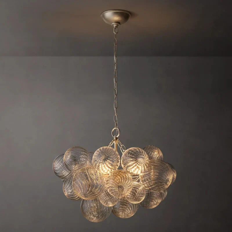 Tammy 24-Inch Round Glass Ball Chandelier - Modern Crystal Ceiling Light Fixture for Dining Room, Bedroom, or Living Room Decor