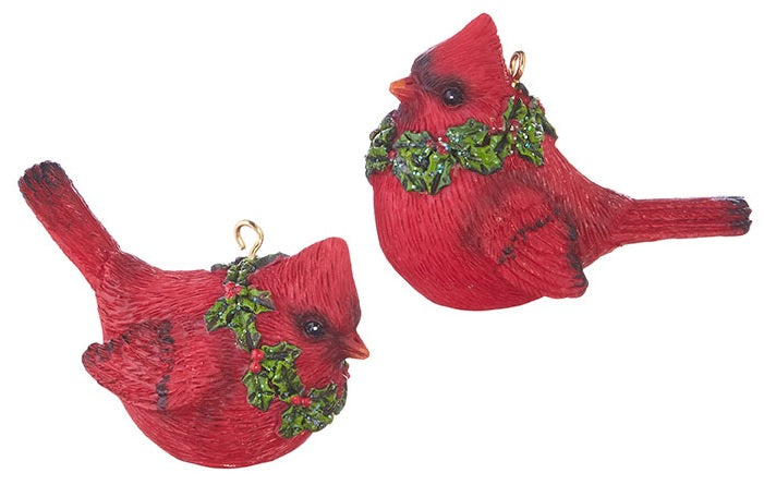 2.5 Inch Cardinal with Wreath Christmas Ornament - Handmade Holiday Decor for Tree, Gift, and Home Decoration | Perfect for Christmas, Winter, and Festive Season Decorating