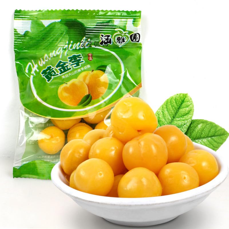 Sour and Sweet Crispy Plum Snacks - Fresh Dried Yellow Plums, Candied Preserved Fruit, Healthy Nostalgic Treat - Perfect for On-the-Go, Lunchboxes, and Movie Nights (1 Bag)