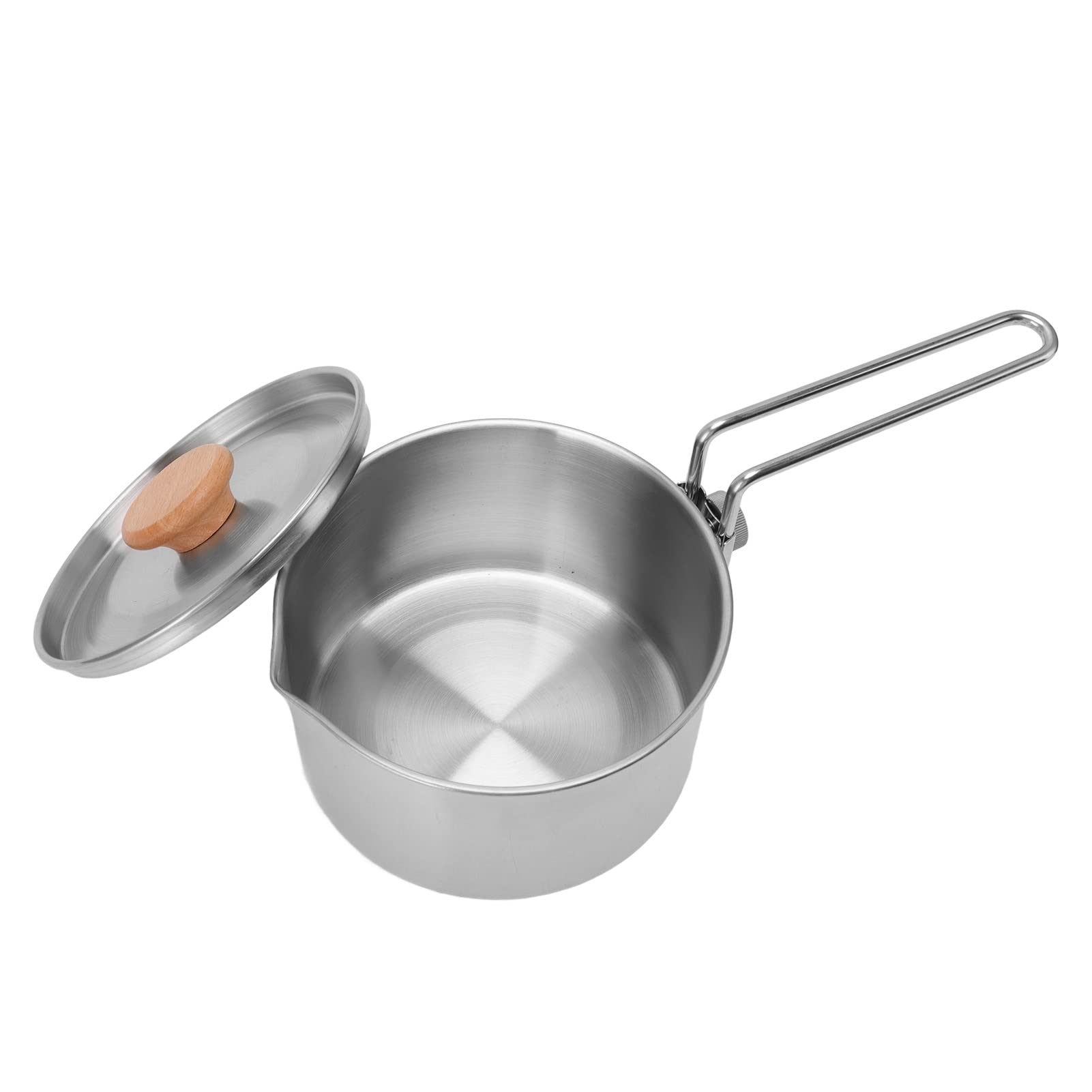 1L Stainless Steel Camping Tea Pot - Portable Outdoor Kettle with Lid & Removable Handle - Perfect for Camping, Hiking, Picnics & Backpacking - Ideal for Boiling Water & Making Tea in Nature