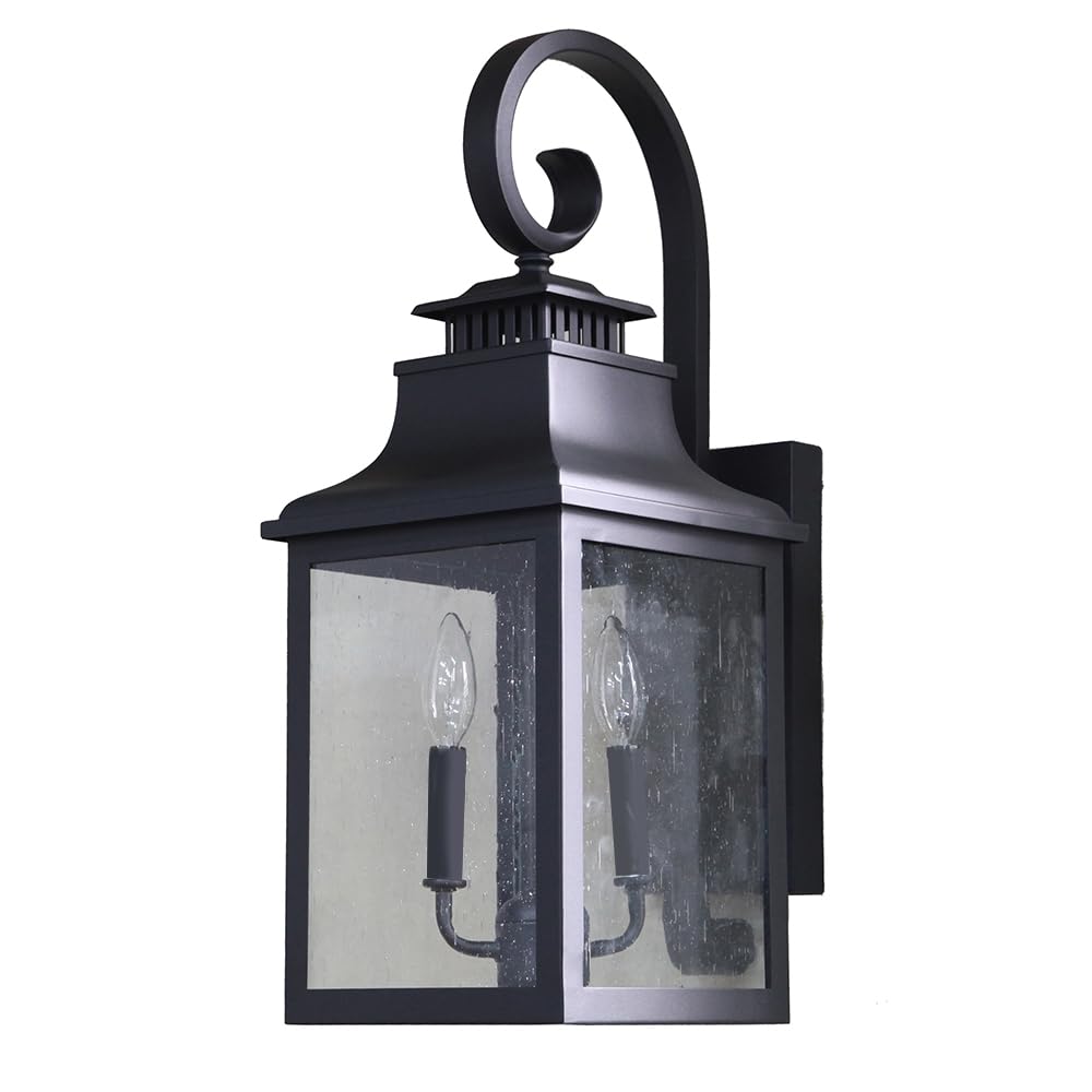 AA Warehousing Morgan 2-Light Outdoor Wall Sconce - Black Finish (EL2283BL) - Perfect for Porch, Patio & Garage Exterior Lighting