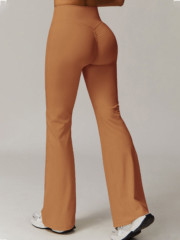 ZASUWA Women's High Waisted Flare Leggings - Solid Color Yoga Pants for Workout, Running & Casual Wear