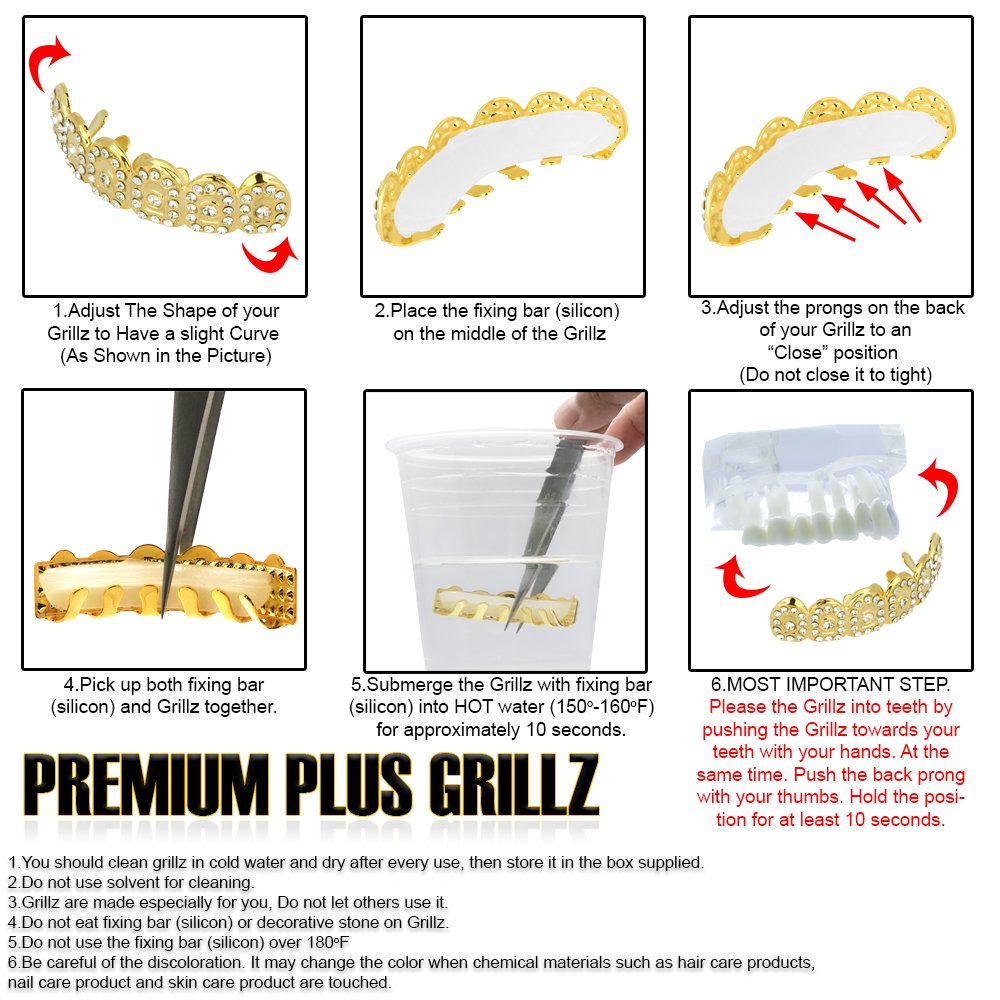 14K Gold Plated Men's Hip Hop Grillz - Hollow Top & Bottom Row Teeth Jewelry for Rappers & Performers | Perfect for Concerts, Music Videos & Special Events