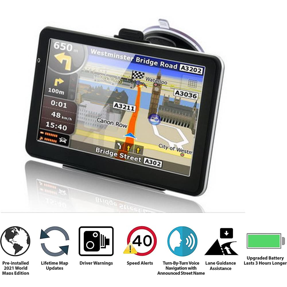 7 Inch GPS Navigation for Truck RV & Car - Free Lifetime Map Updates, Speed Warning & Driver Alerts | Commercial Driver GPS with Large Screen | Perfect for Long-Haul Trucking, RV Road Trips & Daily Commuting (Black)