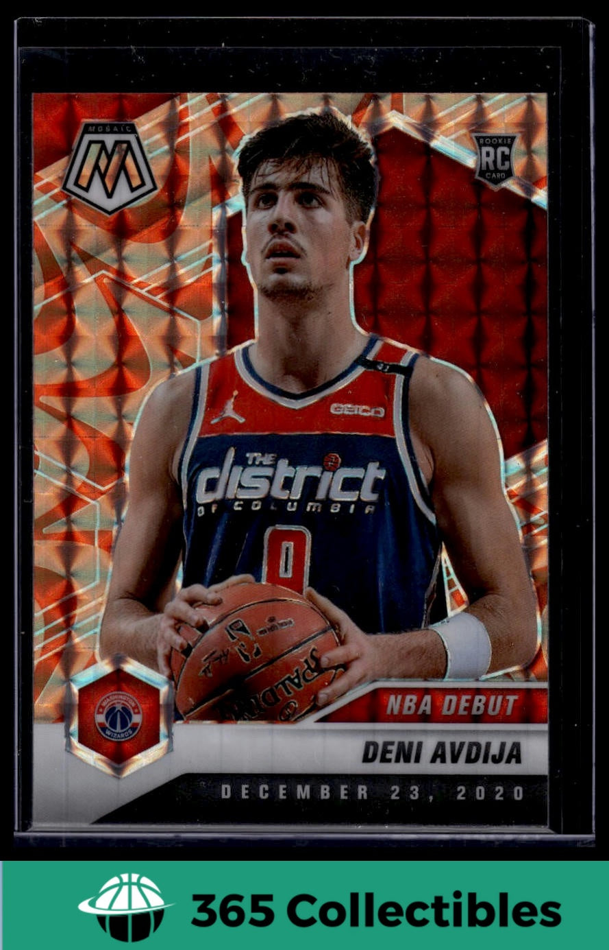 2020-21 Panini Mosaic Deni Avdija #272 Mosaic Reactive Blue Rookie Card - Washington Wizards NBA Trading Card - Perfect for Collectors and Fantasy Basketball Fans