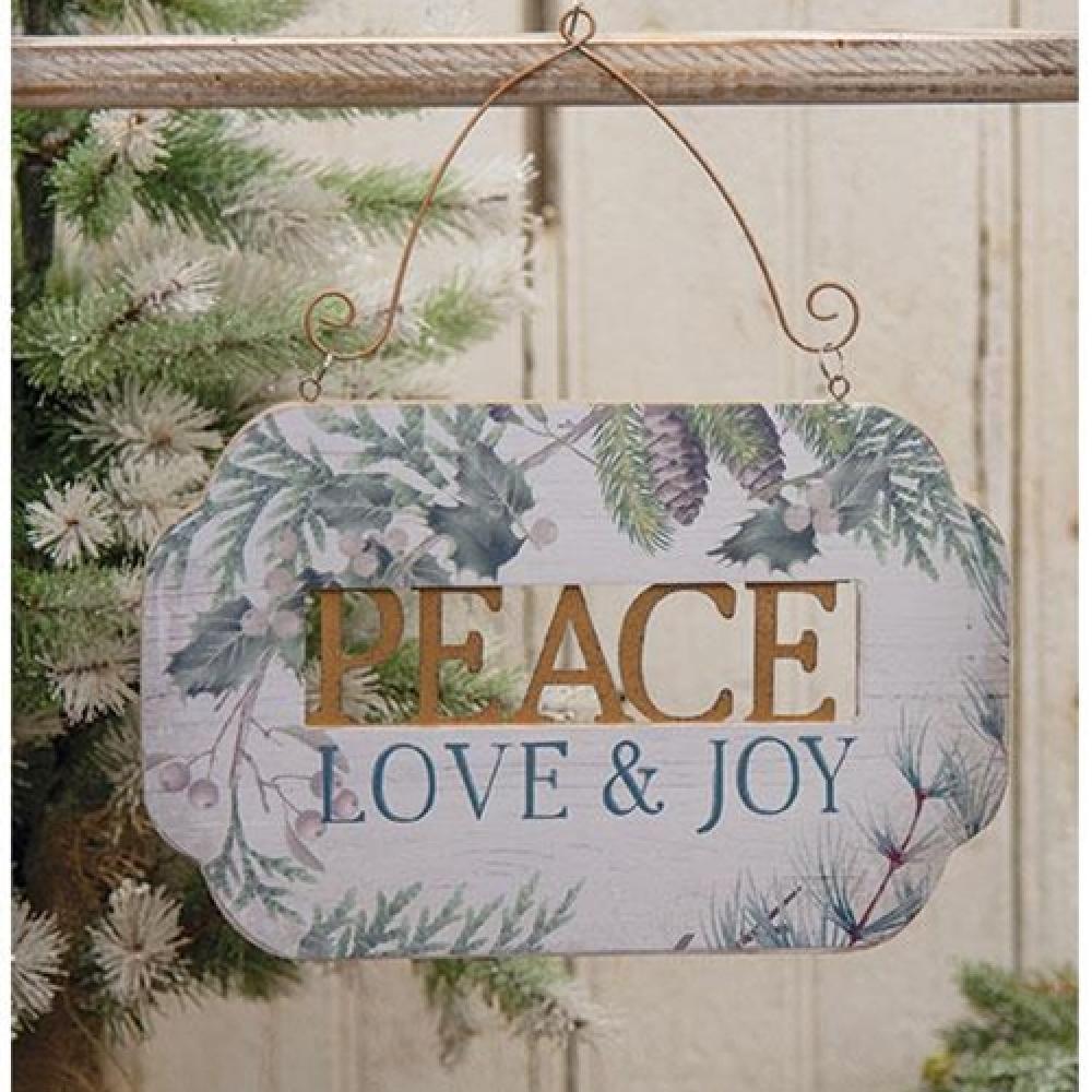 Peace Love and Joy Greenery Plaque - Rustic Wooden Wall Decor for Home, Living Room, Bedroom & Office - Perfect Farmhouse Style Gift for Housewarming, Wedding & Christmas