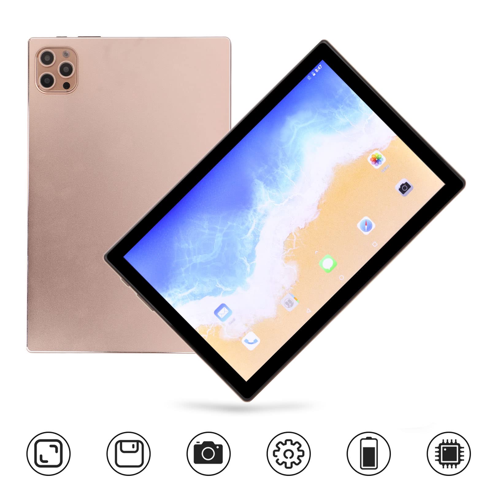Huairdum 10.1 Inch Gaming Tablet - 256GB ROM, 8800mAh Battery, 128GB Expandable Memory (Gold) | High Performance Android Tablet for Gaming, Streaming & Work | Perfect for Travel, School & Home Entertainment