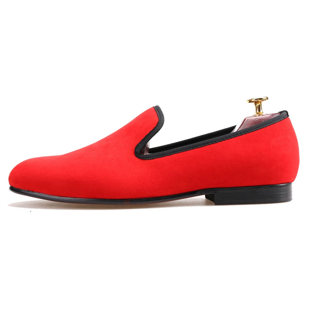 FERUCCI Custom Red Velvet Loafers for Men & Women - Soft & Comfortable House Slippers - Perfect for Home, Office & Travel Use