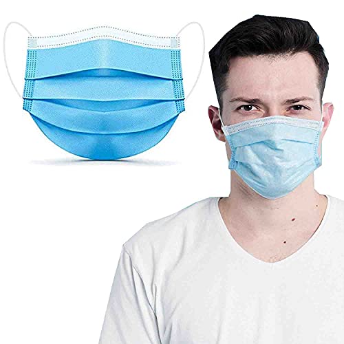 GreatDio® 50-Pack 3-Layer Disposable Non-Woven Surgical Face Masks - Breathable Protective Filter for Men & Women - Ideal for Hospitals, Offices, Travel and Daily Protection Against Dust & Germs