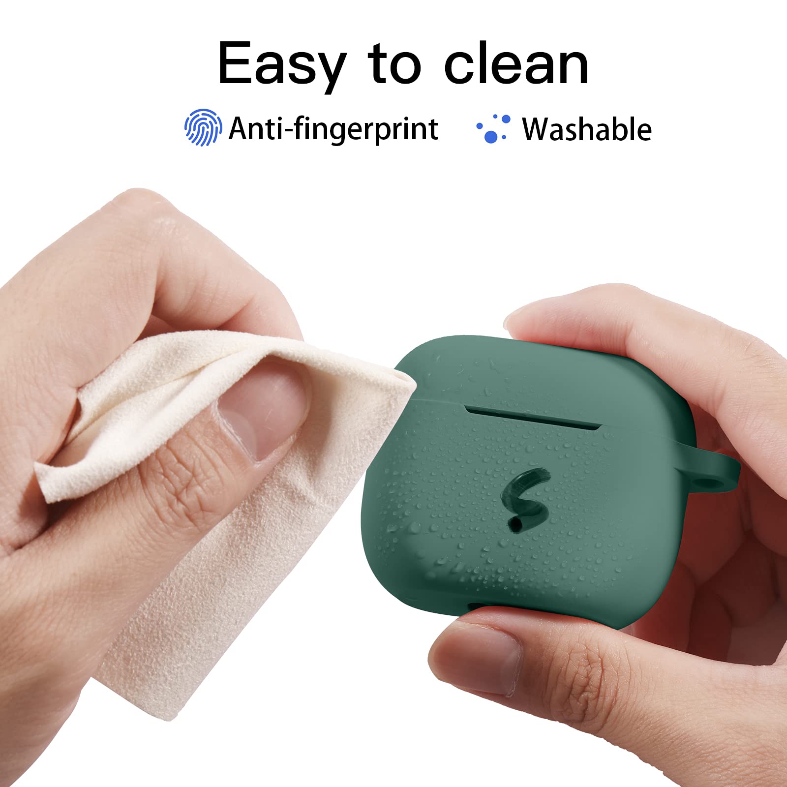 Upeak AirPods 3rd Generation Case (2021) - Premium Shock-Absorbing Silicone Protective Cover with Keychain for Apple AirPods 3 - Pine Green - Perfect for Travel, Gym & Daily Protection