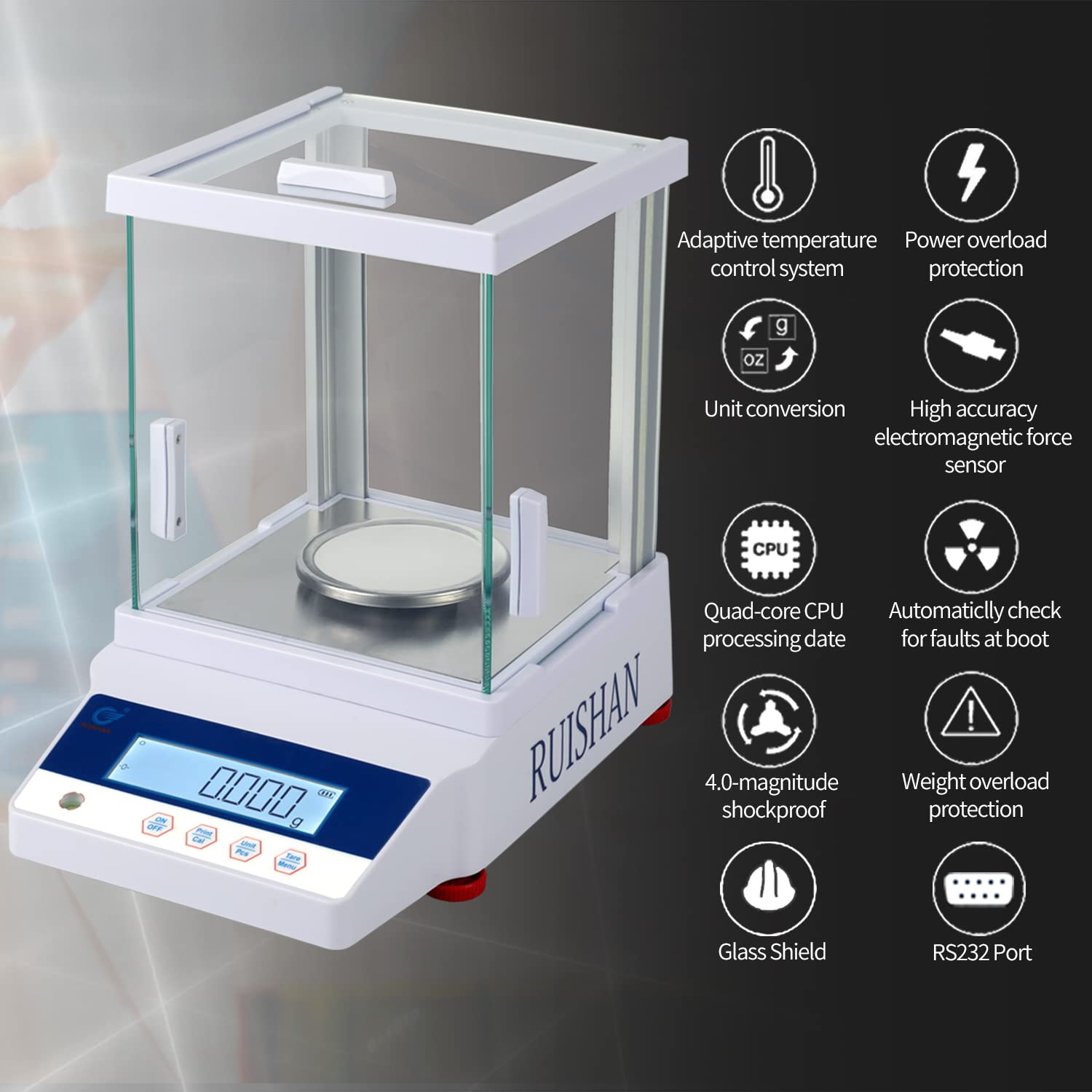 0.001g Precision Electronic Balance Scale - 1mg to 200g High Accuracy Scientific Lab Scale with LCD Display & RS232 Interface | Perfect for Jewelry Weighing, Pharmacy Measurements, School Labs & Chemical Analysis
