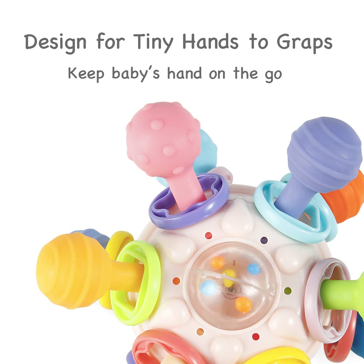PandaEar Baby Sensory Toys for 0-12 Months - Soft Silicone Teething & Grasping Toy with Rattle, BPA-Free Infant Developmental Chew Ball | Perfect Baby Shower Gift & Soothing Teether for Newborns to Toddlers