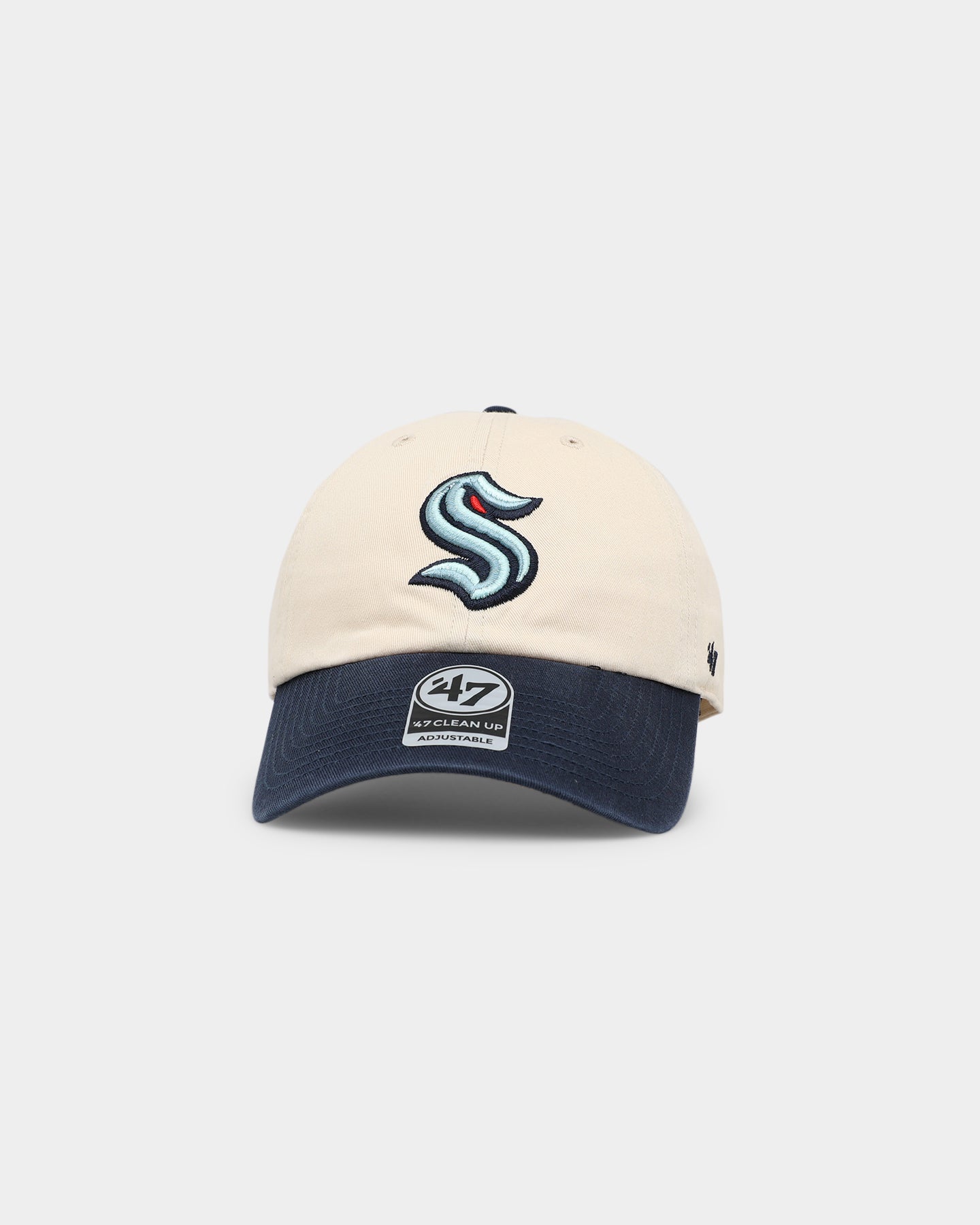 47 Brand Seattle Kraken Two-Tone 47 Clean Up Adjustable Strapback Hat - Natural Color - Perfect for Hockey Games, Outdoor Activities & Casual Wear