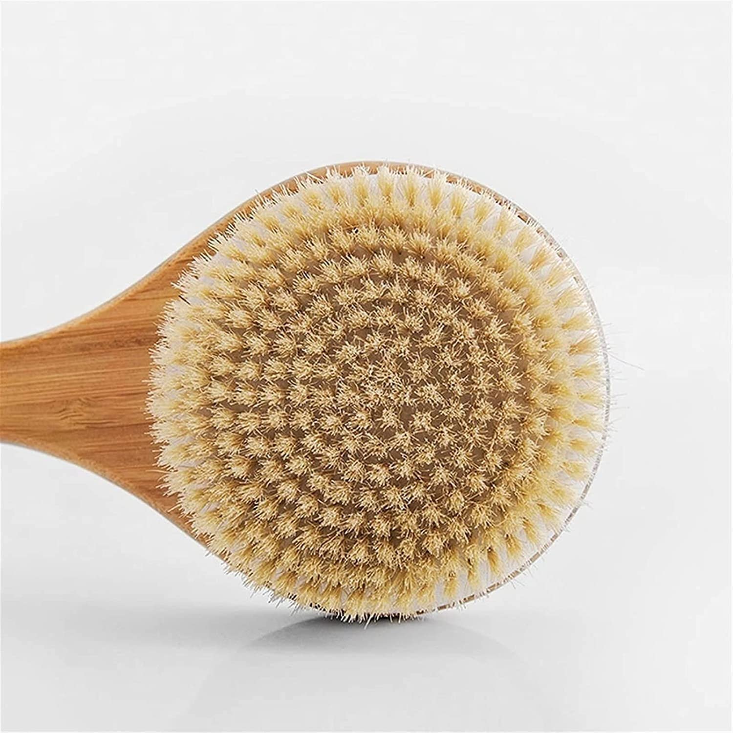 Exfoliating Shower Brush with Long Wooden Handle - Body Scrubber for Dry Brushing & Back Cleaning - Perfect for Spa, Detox & Skin Renewal at Home