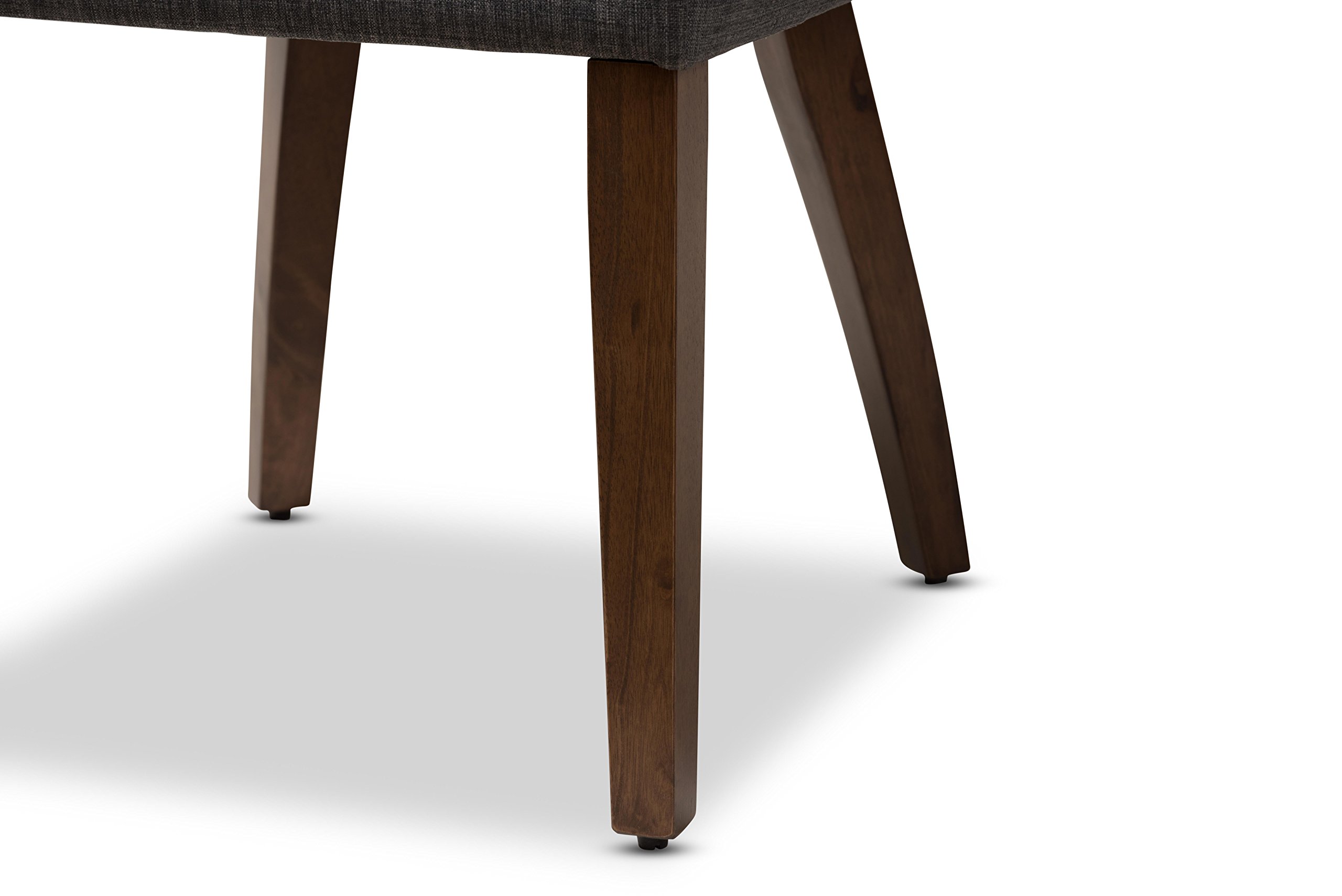 Baxton Studio Wesley Dining Chair - Dark Grey Fabric Upholstered with Walnut Wood Finish - Modern Kitchen & Dining Room Furniture for Home Decor