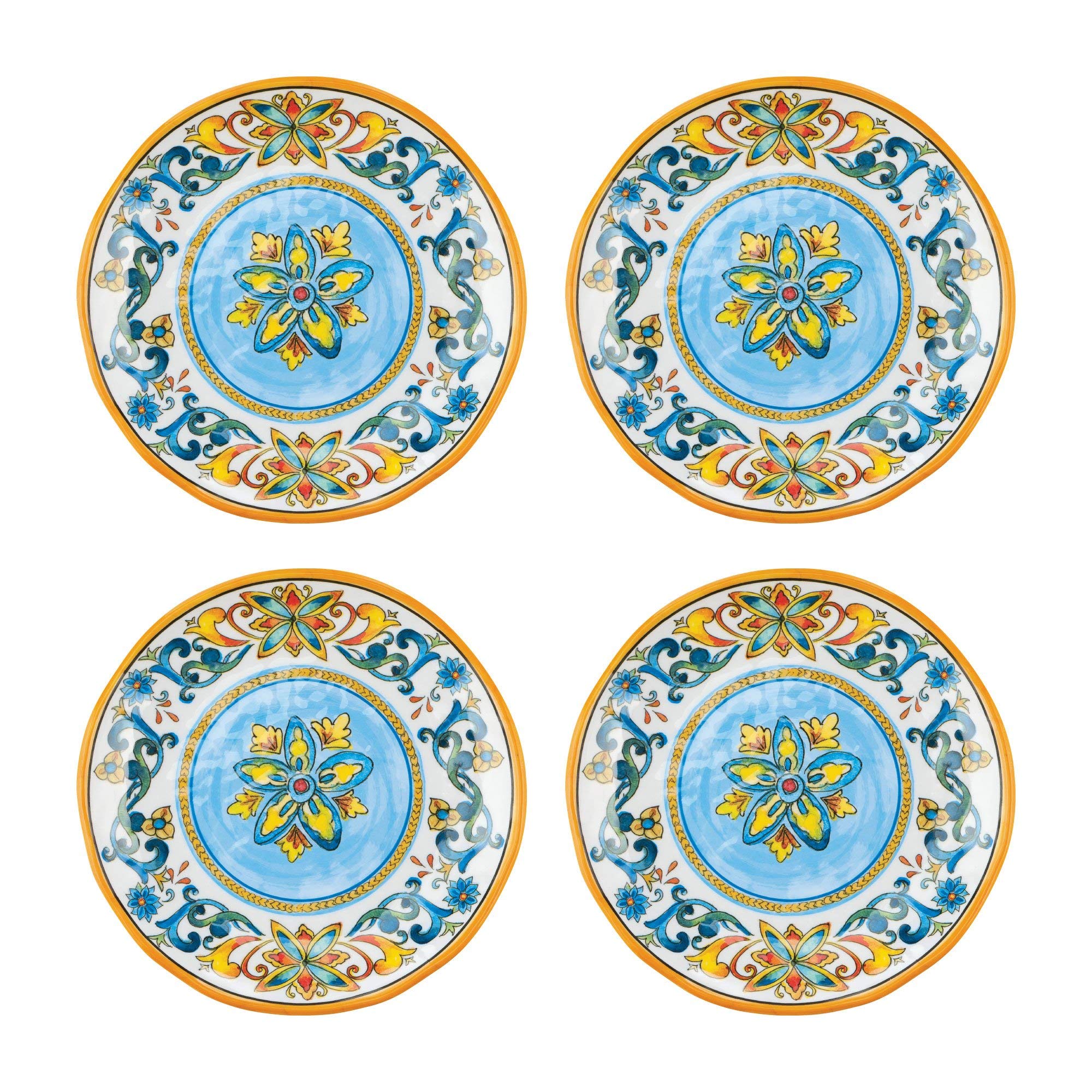 UPware 16-Piece Chianti Melamine Dinnerware Set - Durable Outdoor Dishes & Plates Set for 4 - Colorful Shatterproof Tableware for Picnics, Camping & Patio Dining