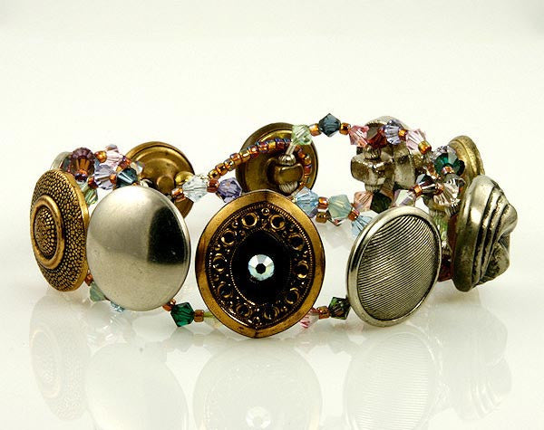 Vintage Crystal Beaded Button Bracelet Set - Elegant Boho Jewelry for Women, Gift for Her, Perfect for Parties, Weddings & Everyday Wear