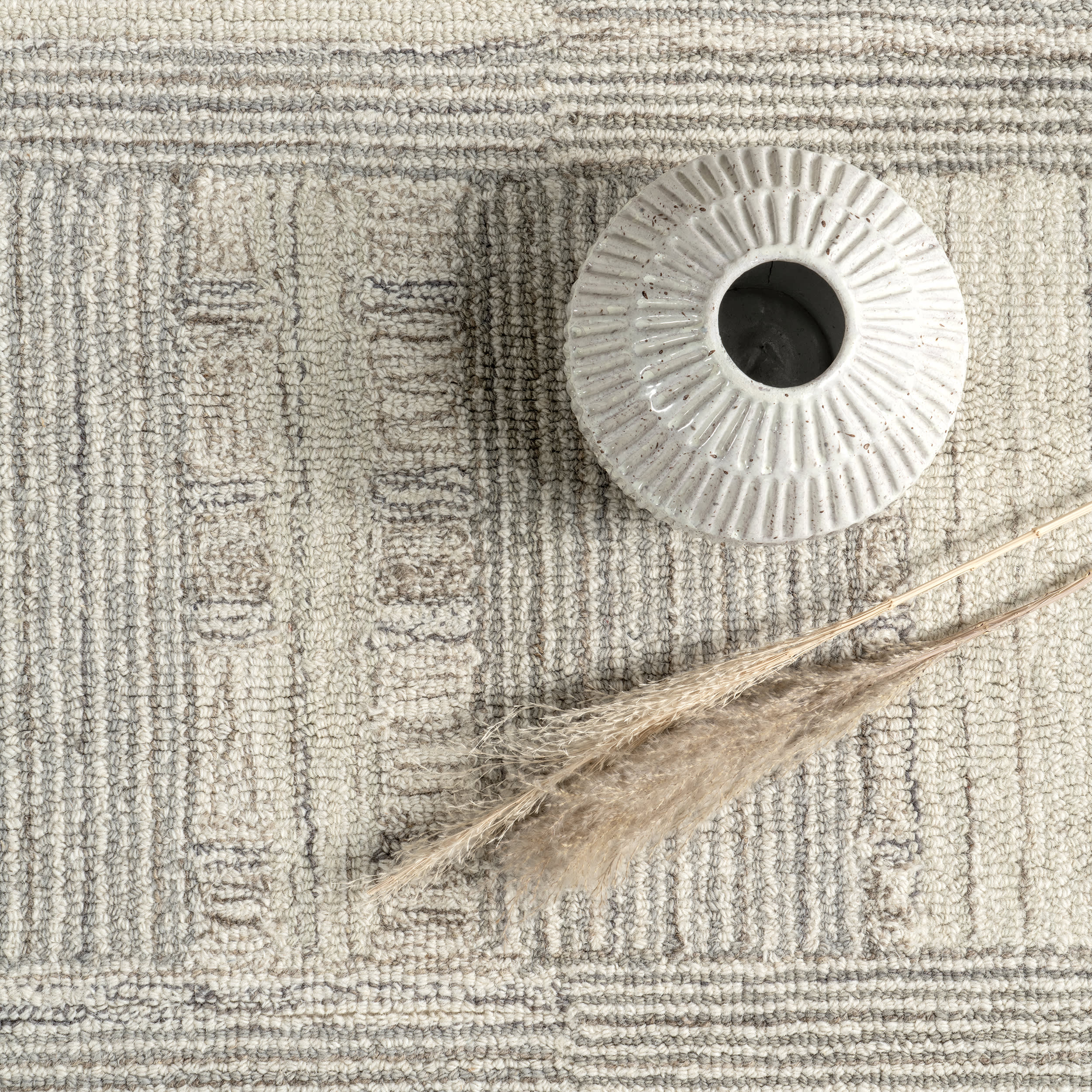Deco Striped Tile Rug - Light Grey Non-Slip Area Rug for Living Room, Bedroom, and Office - Soft and Durable Home Decor Carpet