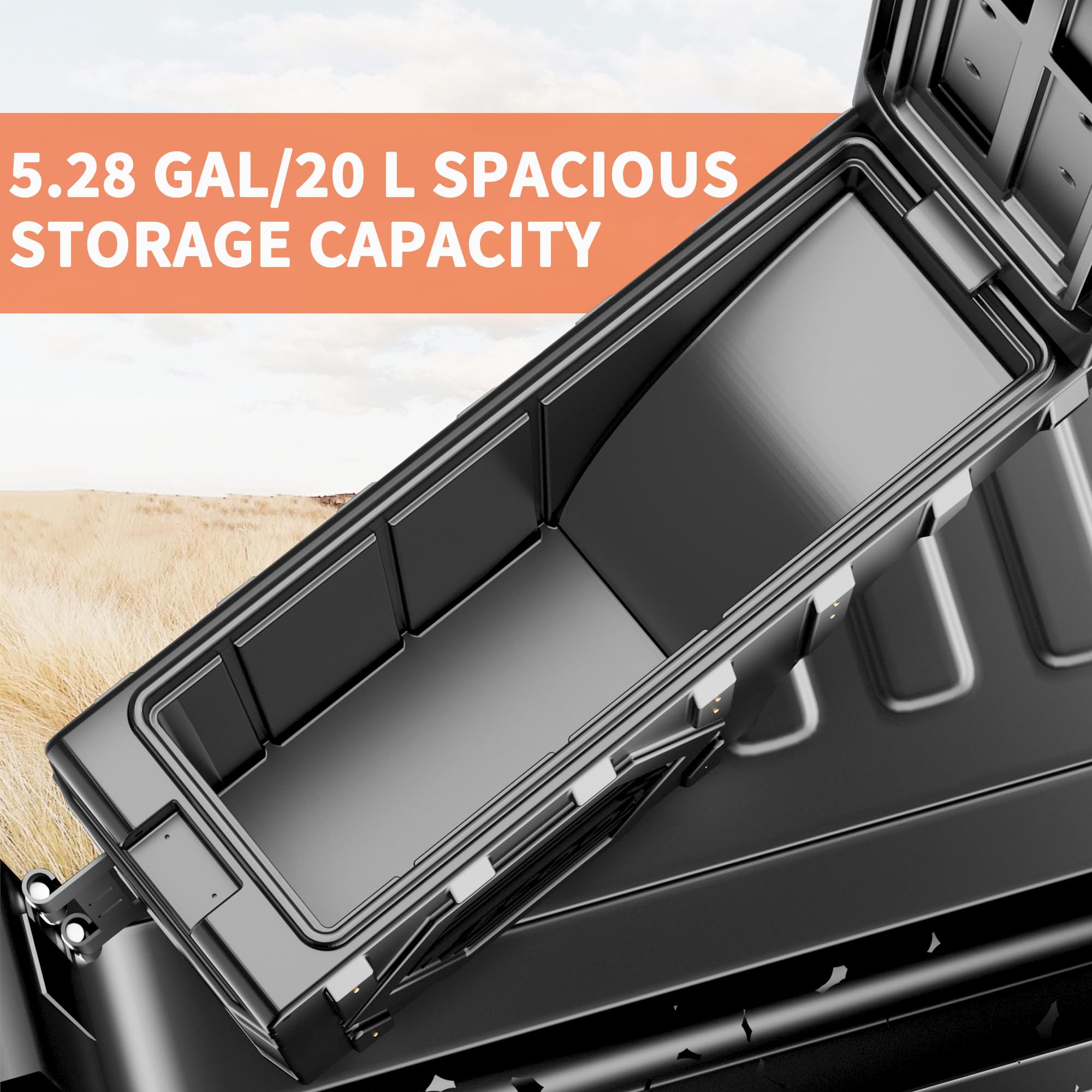 Tecoom 20L Universal Lockable Waterproof Truck Bed Storage Box - Double Layer Swing Tool Organizer for Driver & Passenger Side - Heavy Duty Truck Trunk Organizer (Black, 1PC) | Perfect for Pickup Truck Accessories & Off-Road Storage Solutions