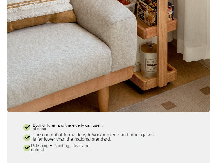 Oak Solid Wood Mobile Storage Rack Cart - Ultra Narrow Space-Saving Organizer for Kitchen, Bathroom, or Office Use