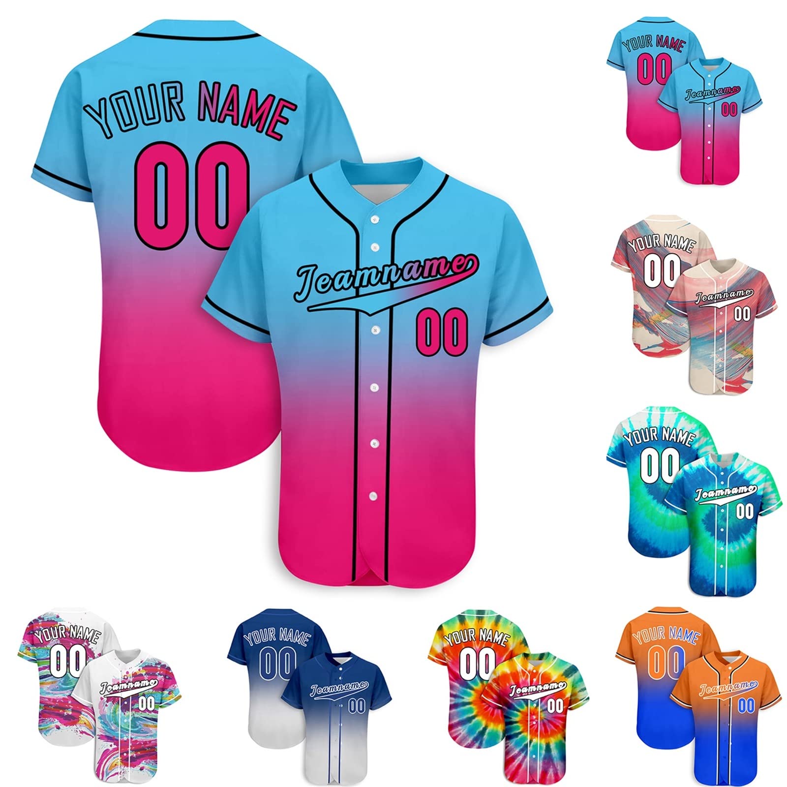 Custom Baseball Jersey for Men & Women - Personalized Button Down Tee Shirt with Name & Number Printing - Sports Fan Gift for Kids & Adults - Perfect for Team Uniforms, Games & Fan Events