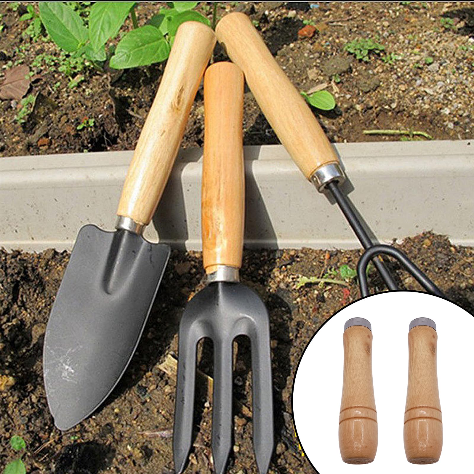 4-Piece Wooden File Handle Set with Heavy-Duty Metal Collars - Compatible with 6