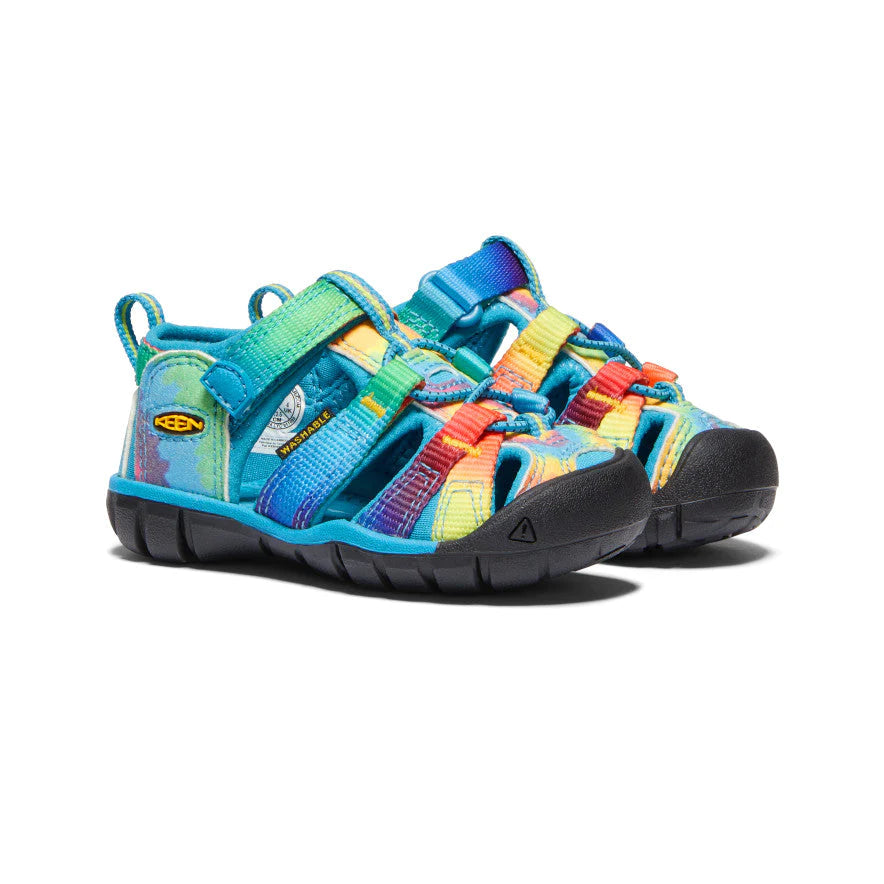 Keen Vivid Blue/Original Tie Dye Seacamp II CNX Toddler Sandals - Waterproof Beach Shoes for Kids, Comfortable Summer Outdoor Play Shoes for Toddlers
