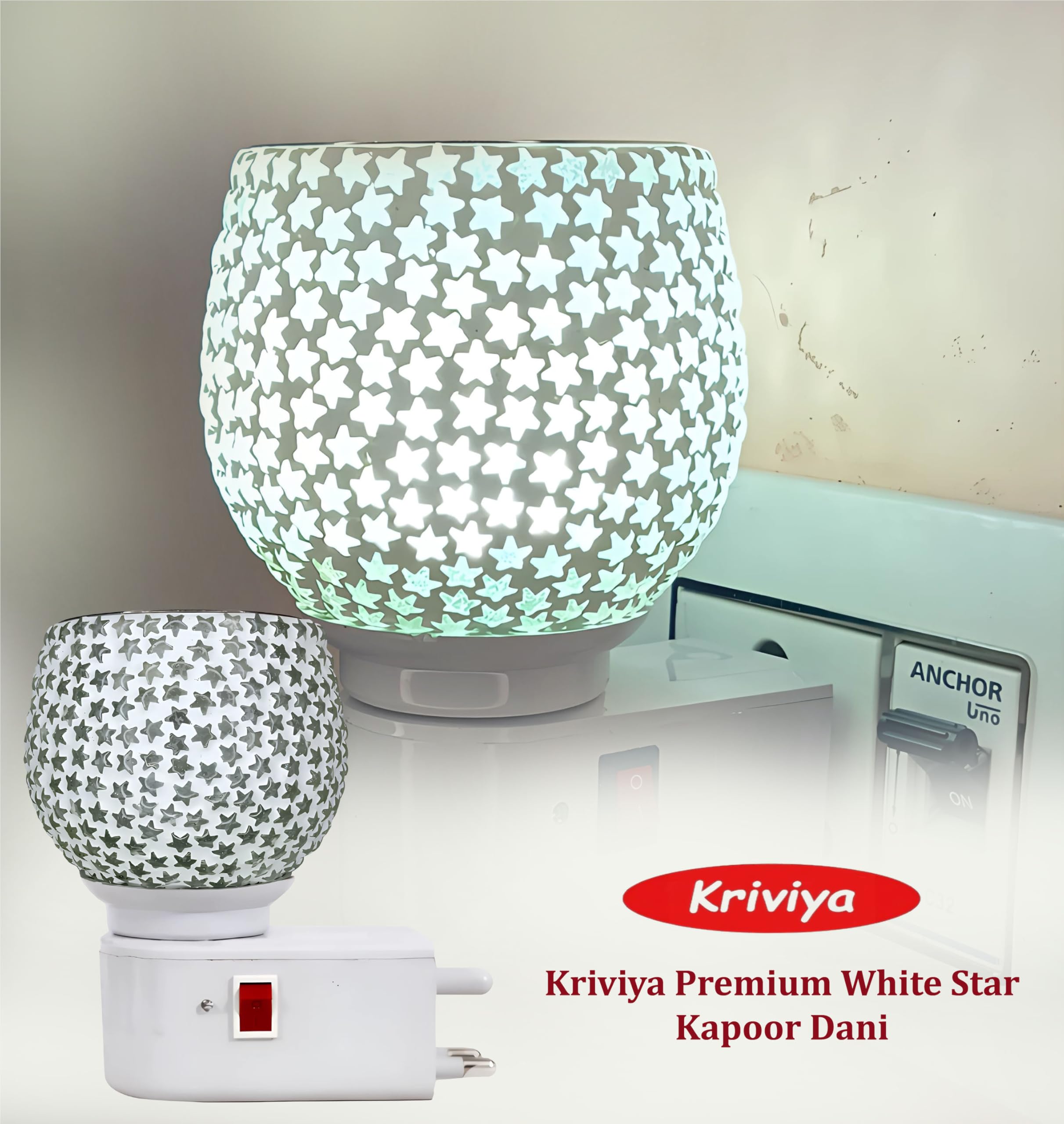 Kriviya Electric Aroma Diffuser with Night Light - Premium Home & Office Decor, Essential Oil Diffuser for Relaxation, Kapoor & Laung Fragrance, White Star Design (M14) - Perfect for Bedroom, Yoga Studio & Spa Ambience