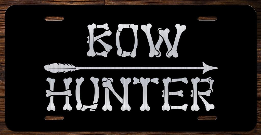 Custom Bow Hunter Etched Vanity Front License Plate for Trucks & SUVs - Durable Outdoor Hunting Accessory for Off-Road Adventures & Campsite Decor