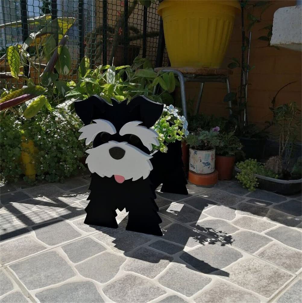 Cute Dog Shaped Wooden Planter Pot - Handmade Succulent & Flower Pot for Indoor Outdoor Gardening Decor - Perfect for Home, Office, Patio & Garden Decorations (A, A)