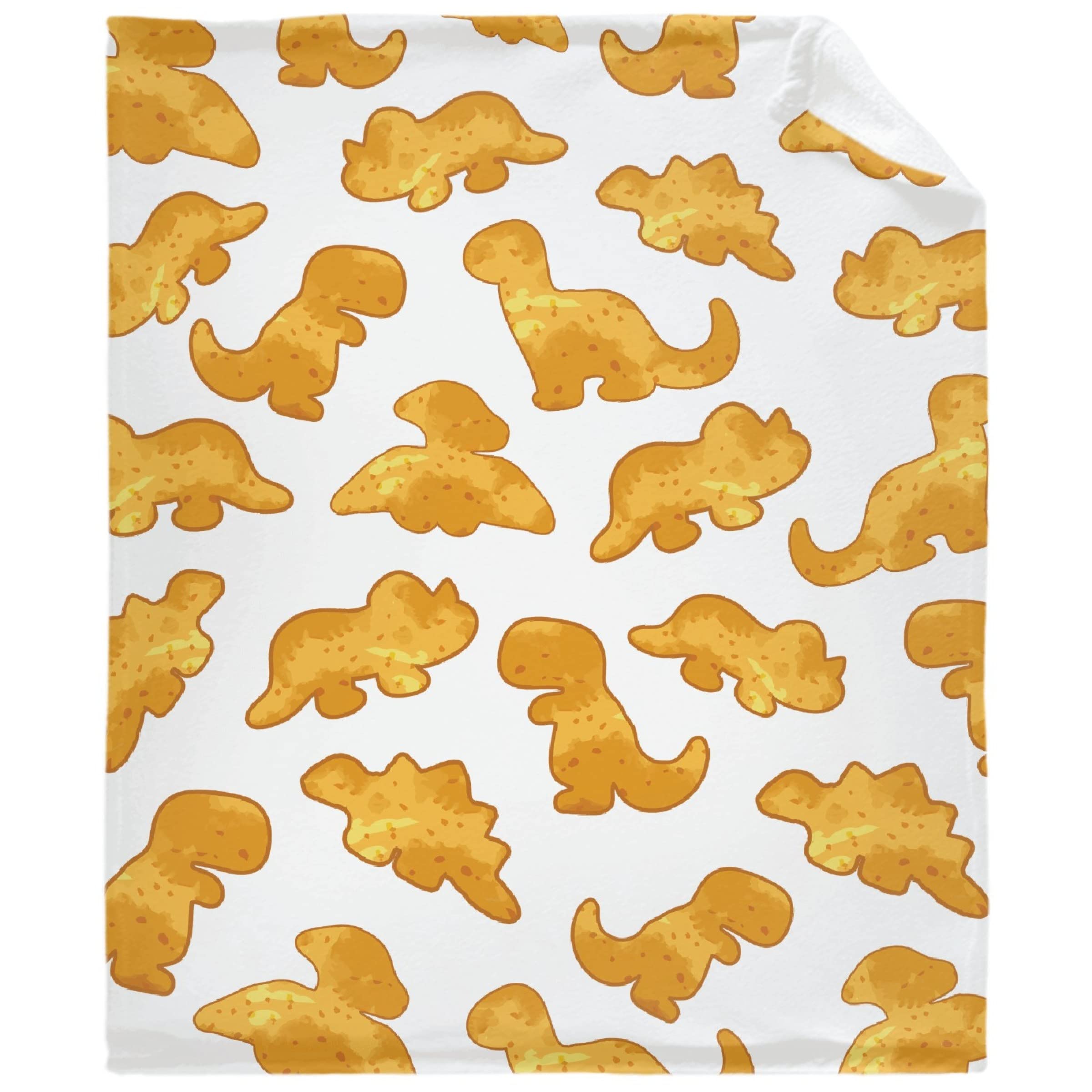 Dino Chicken Nuggets Throw Blanket - Super Soft Flannel Fleece Blanket for Gifts, Home Decor, Bed & Couch - 90