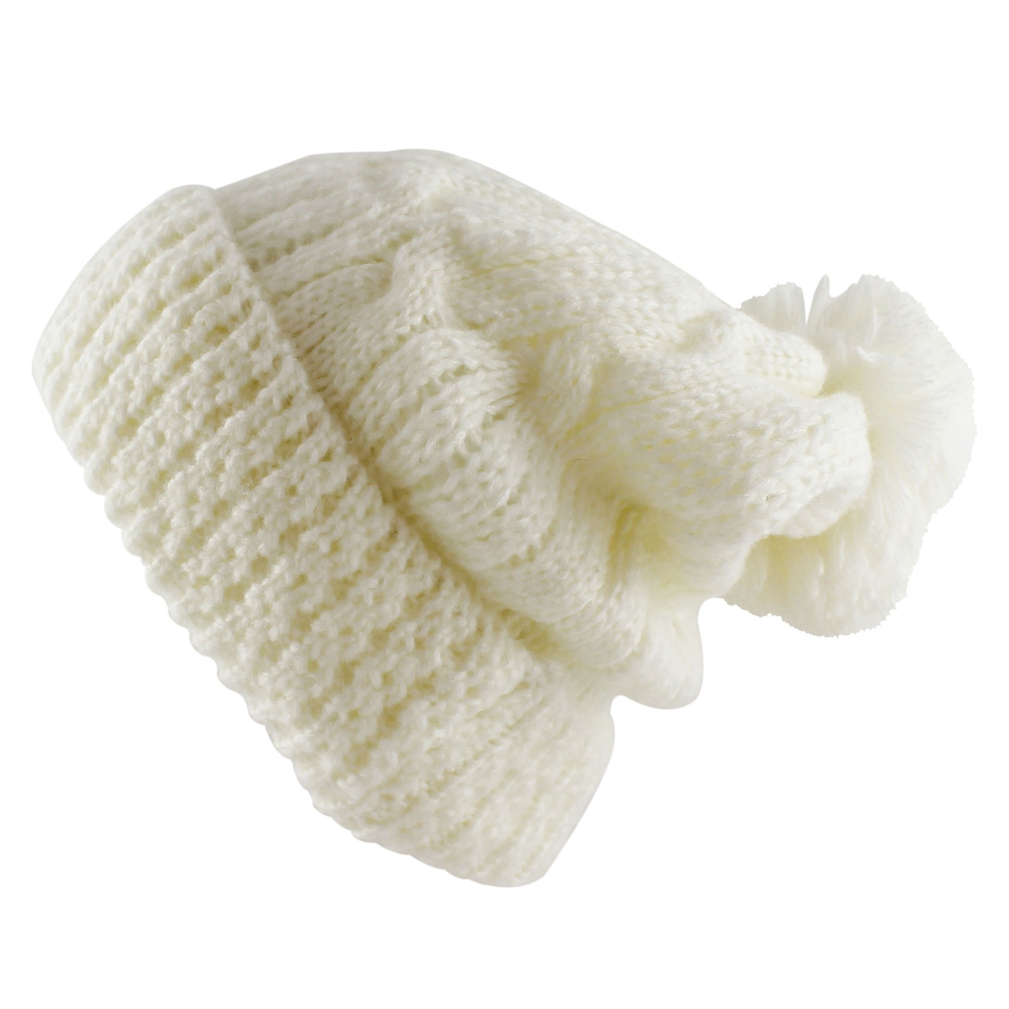 Morehats Thick Crochet Knit Pom Pom Beanie - Warm Winter Ski Hat for Women & Men - Perfect for Snowboarding, Skiing, and Cold Weather Activities