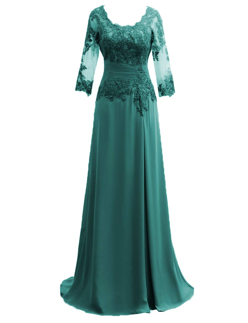 Elegant Long Sleeve Chiffon Mother of The Bride Dress - Lace Formal Evening Gown for Wedding Guest | Perfect for Weddings, Galas & Special Occasions