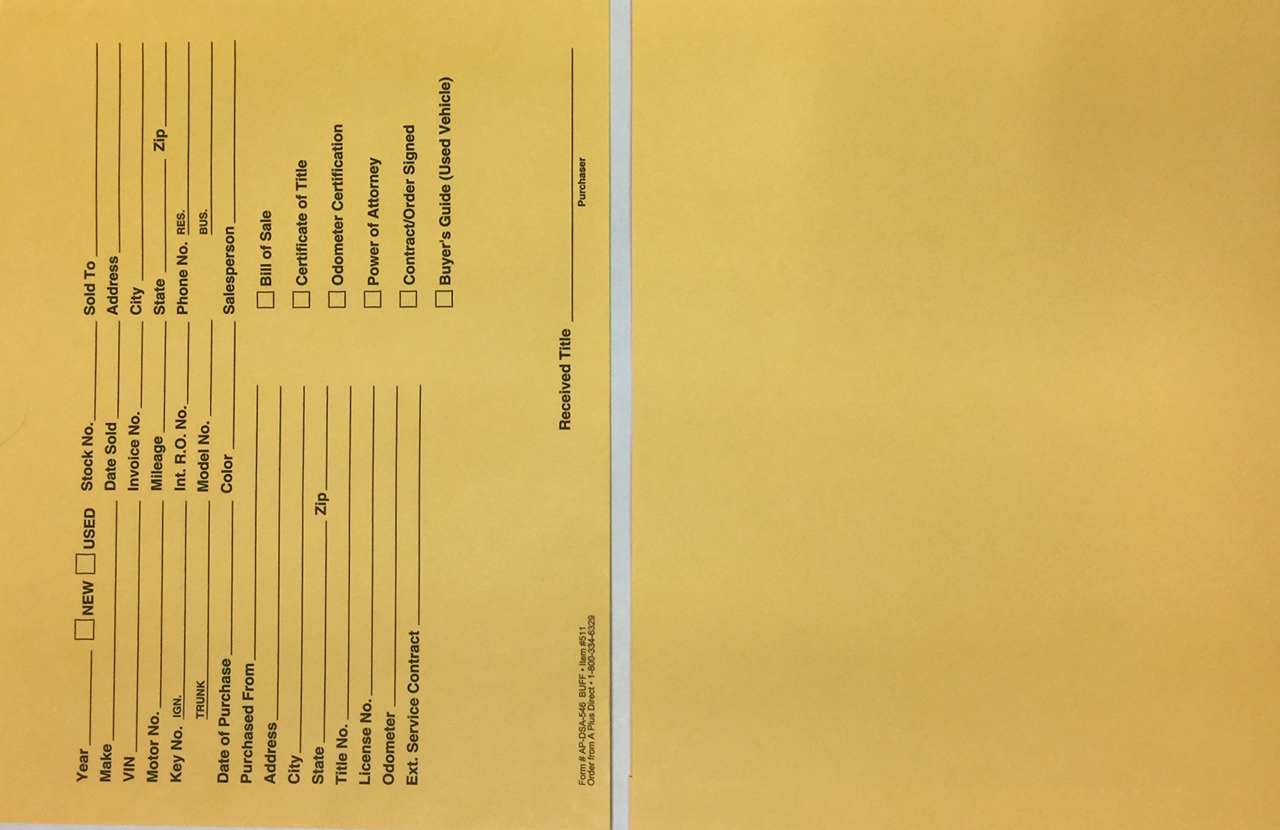 500 Pre-Printed Vehicle Deal Envelopes - Buff Deal Jackets for Auto Dealerships | Bulk Car Sales Contracts & Paperwork Organization | Perfect for Auto Finance Documents & Dealership Office Supplies