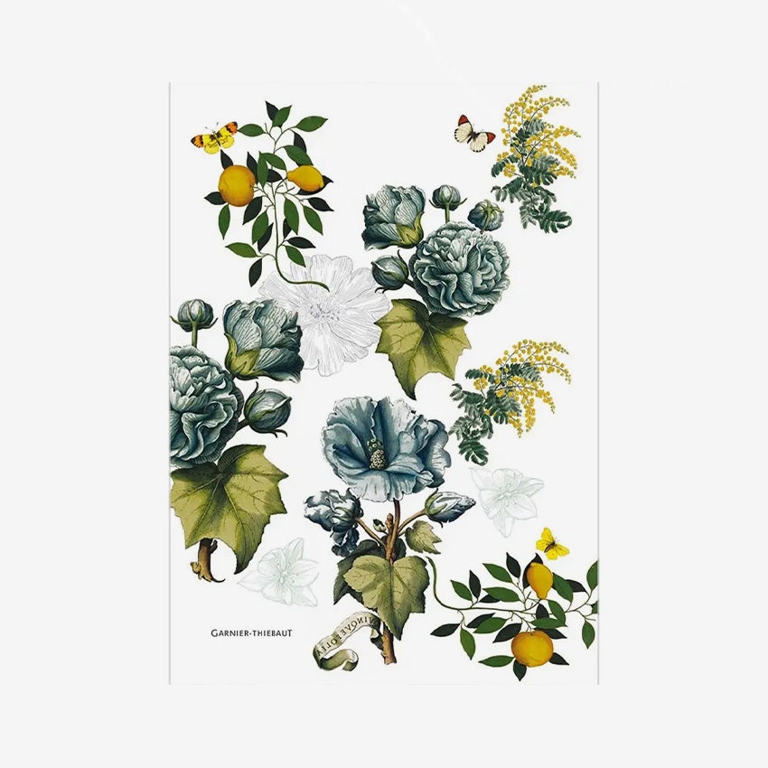Garnier Thiebaut Giardino Bleu Kitchen Towel Set - Premium Absorbent Cotton Dish Towels for Drying Hands & Dishes - Elegant Blue Floral Design for Modern Kitchens & Dining Rooms