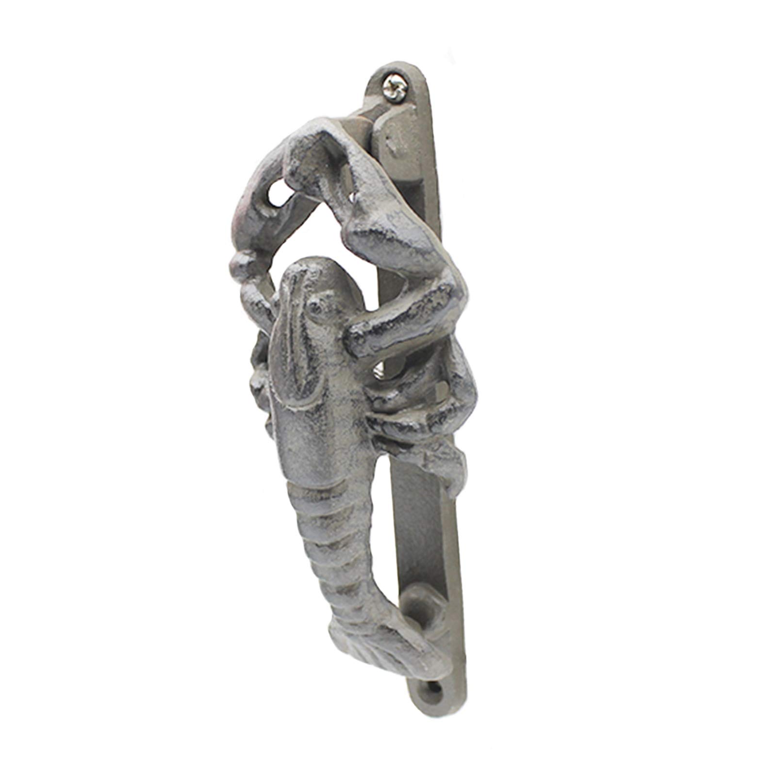 LSMK Lightweight Lobster Shaped Door Knocker - Small Grey Front Door Knockers for Home Decor (15×24.5cm) - Perfect for Cupboard, Wardrobe, Dressing Table & Gate Installation - Easy to Install Vintage Style Hardware for Bedroom, Living Room & Entryway