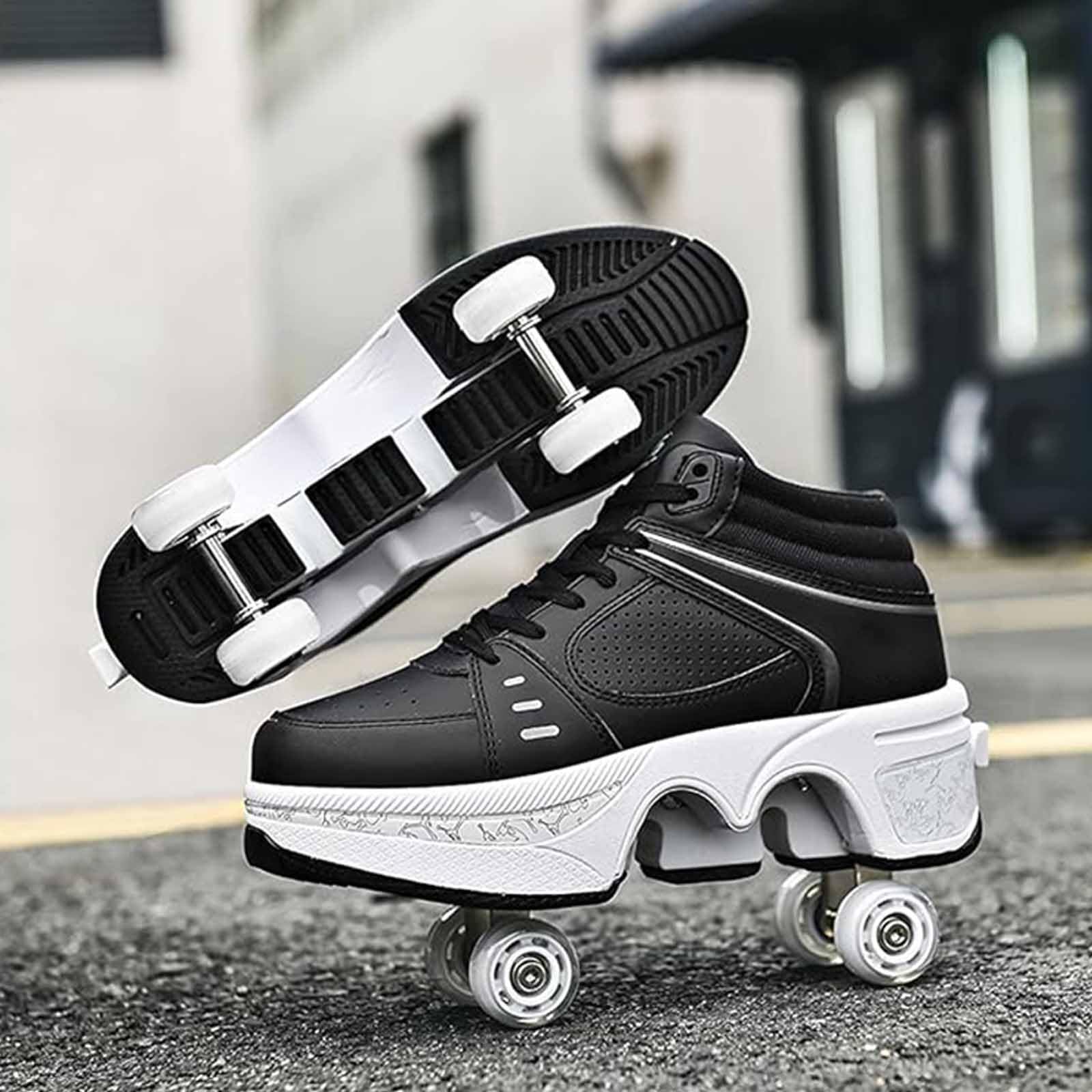 Best Roller Skate Shoes for Men & Women - Double Row Deform Wheel Retractable Roller Sneakers - Outdoor Skating Shoes for Boys & Girls - Perfect for Commuting, Fitness & Fun Activities