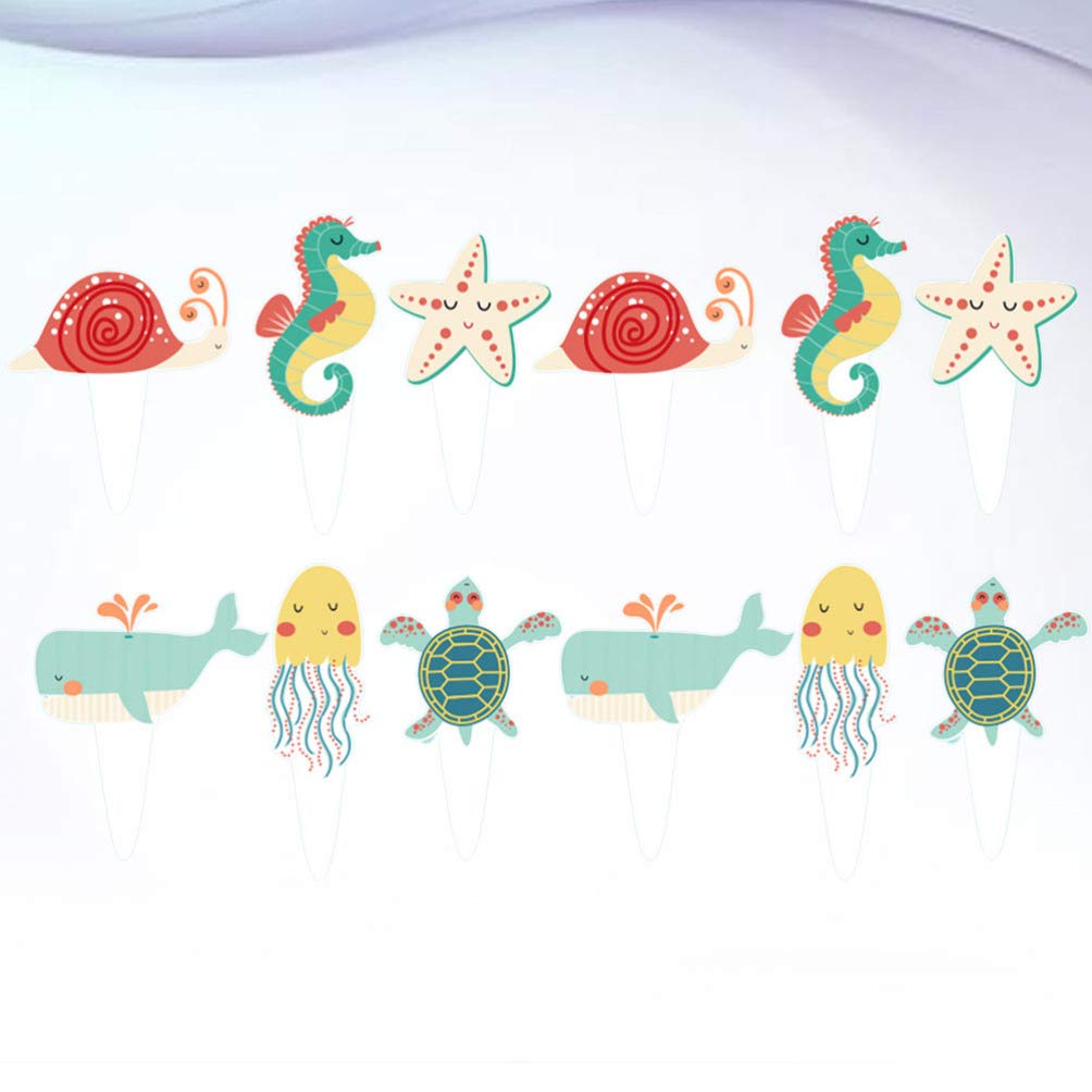 PRETYZOOM 24pcs Ocean Animal Cake Toppers - Birthday Cake Decorations for Kids, Cupcake Picks, Underwater Theme Party Supplies (Perfect for Birthday Cakes, Cupcakes, Baby Showers & Ocean-Themed Parties)
