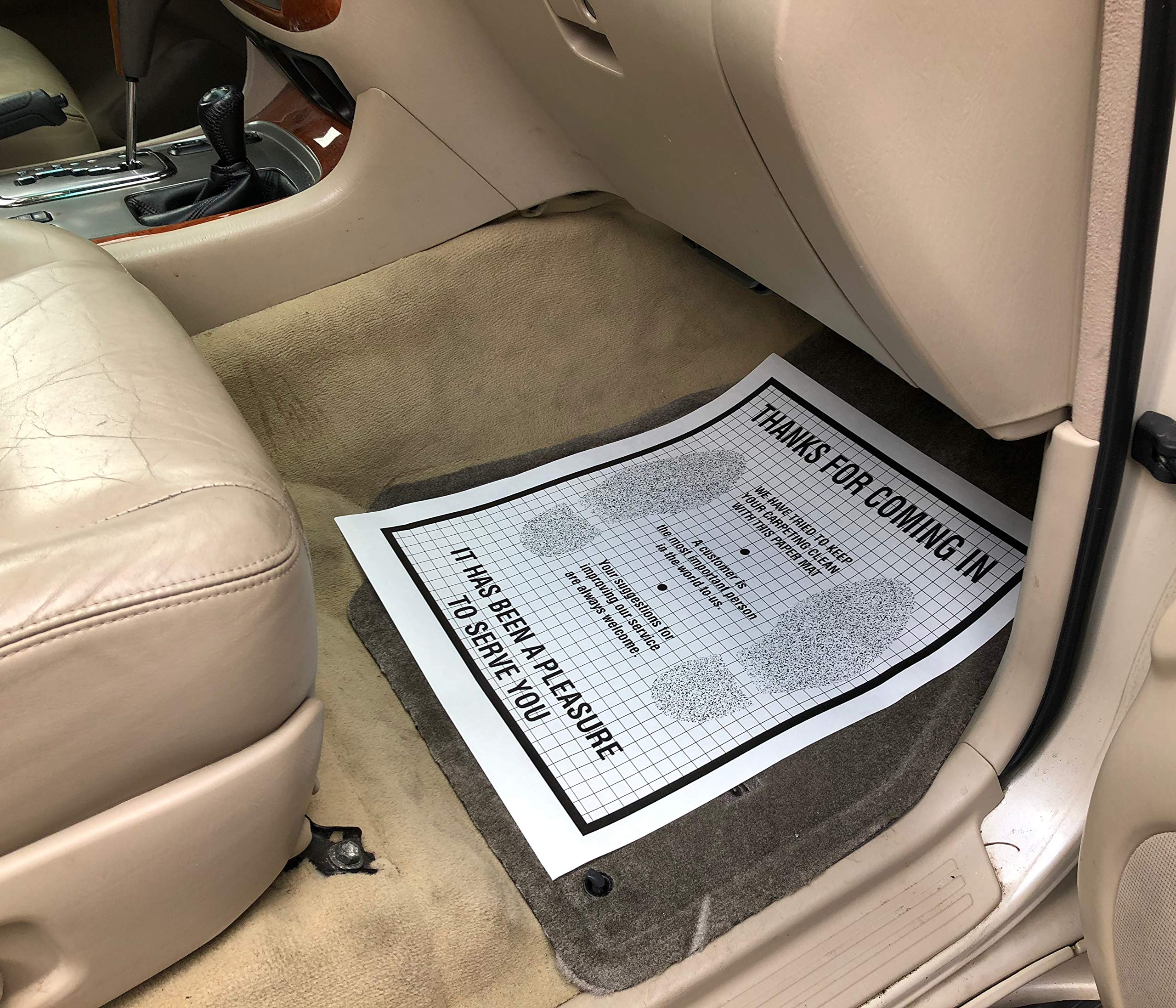 Plastic Coated Disposable Paper Car Floor Mats - Bulk Pack of 500 - Waterproof & Durable for Auto Shops, Car Washes & Detailing Services - Perfect for Oil Change, Maintenance & Vehicle Protection
