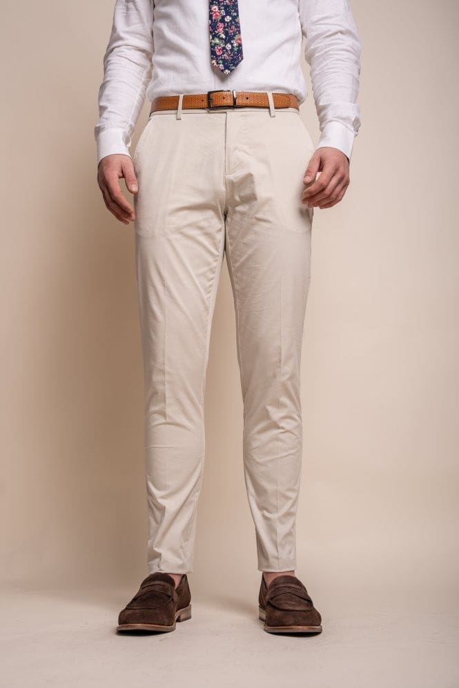 Cavani Mario Fawn Men's Casual Trousers - Comfortable Slim Fit Dress Pants for Office, Business & Formal Wear