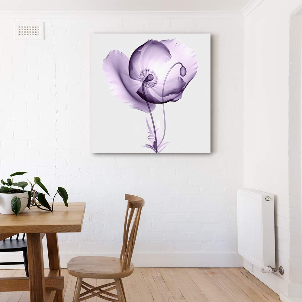 Wall26 16x16 Inch Purple Flower Canvas Wall Art - Framed Home Decor Paintings for Bedroom, Living Room, Office, and Bathroom