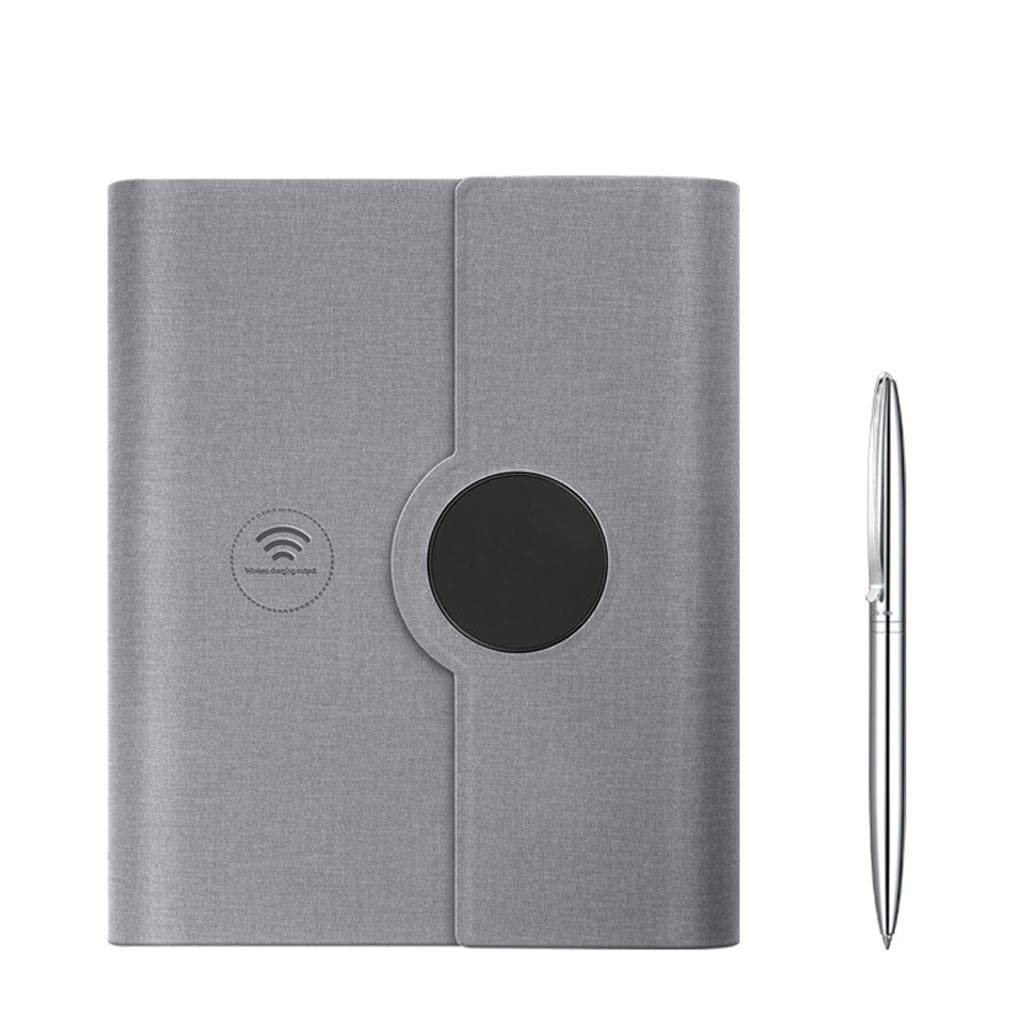 BAPYZ A5 Loose-Leaf Business Meeting Notebook with Built-in Power Bank - Premium Office Stationery for Professionals (Gray) - Perfect for Office Meetings, Business Travel & Note-Taking