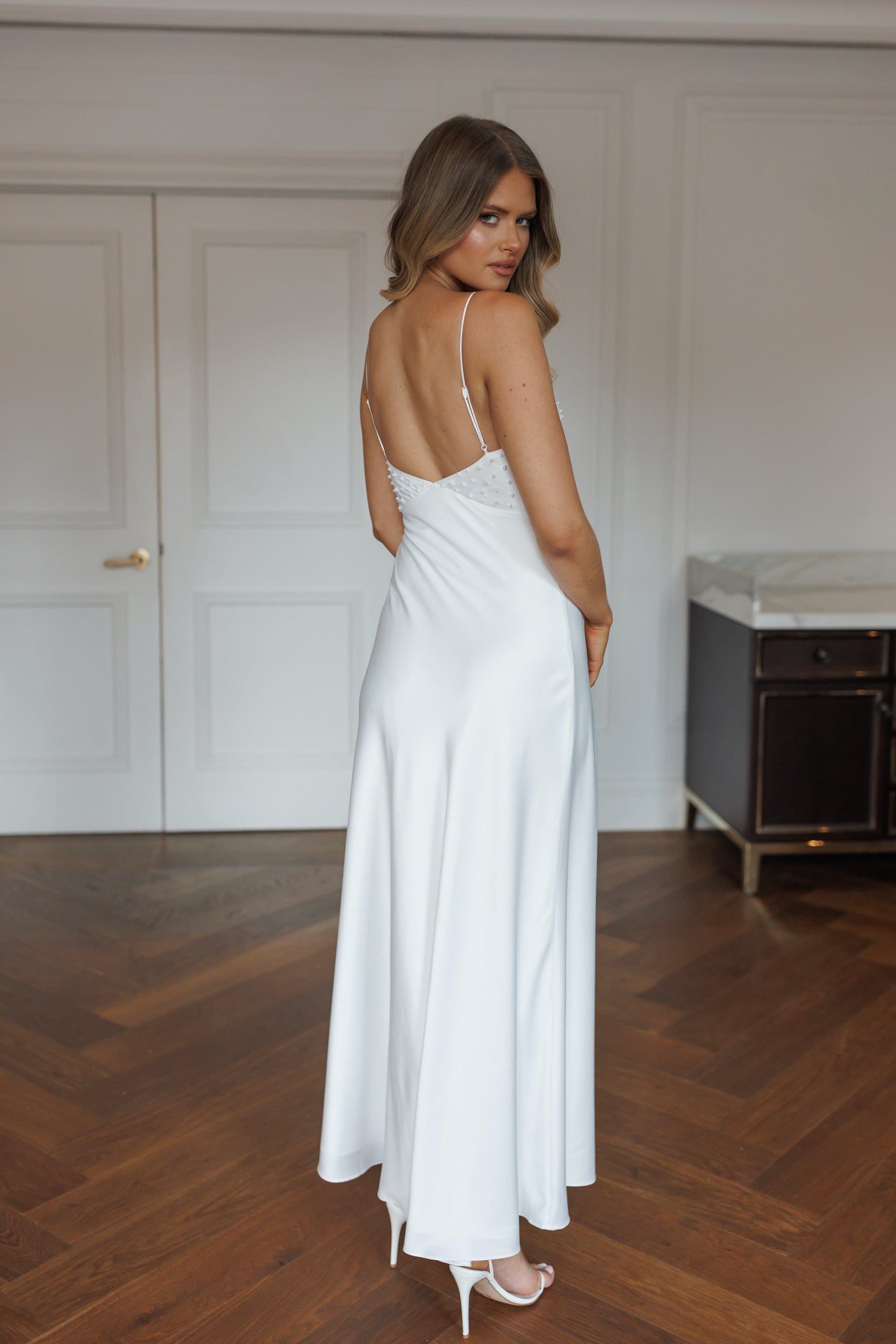 Paris Pearl Beaded Bridal Maxi Slip Dress - Elegant Wedding Gown for Brides, Bridesmaids & Formal Events | Perfect for Beach Weddings, Vow Renewals & Evening Galas