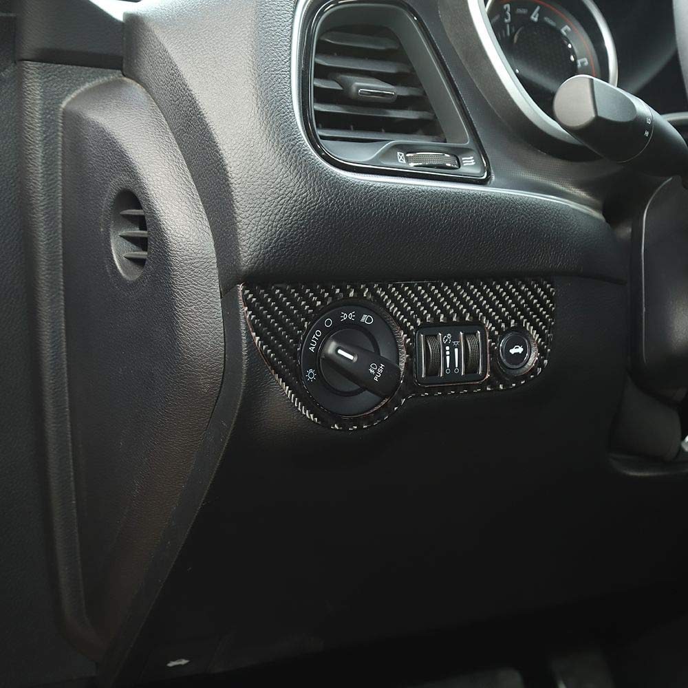 Real Carbon Fiber Headlight Switch Control Knob Trim for 2015-2025 Dodge Challenger & 2010-2024 Dodge Charger - Interior Upgrade Accessory for Enhanced Style & Performance (1pc) - Perfect for Car Enthusiasts & Custom Builds